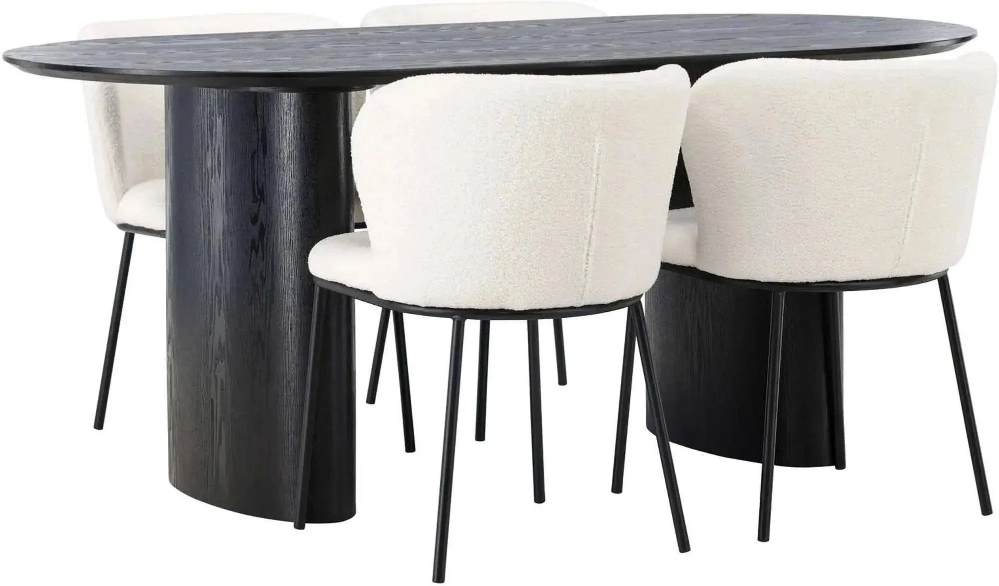 Isolde Esszimmerset + Edina 180cm/4St. in Natur / Schwarz / Weiss präsentiert im Onlineshop von KAQTU Design AG. Esszimmerset ist von Venture Home