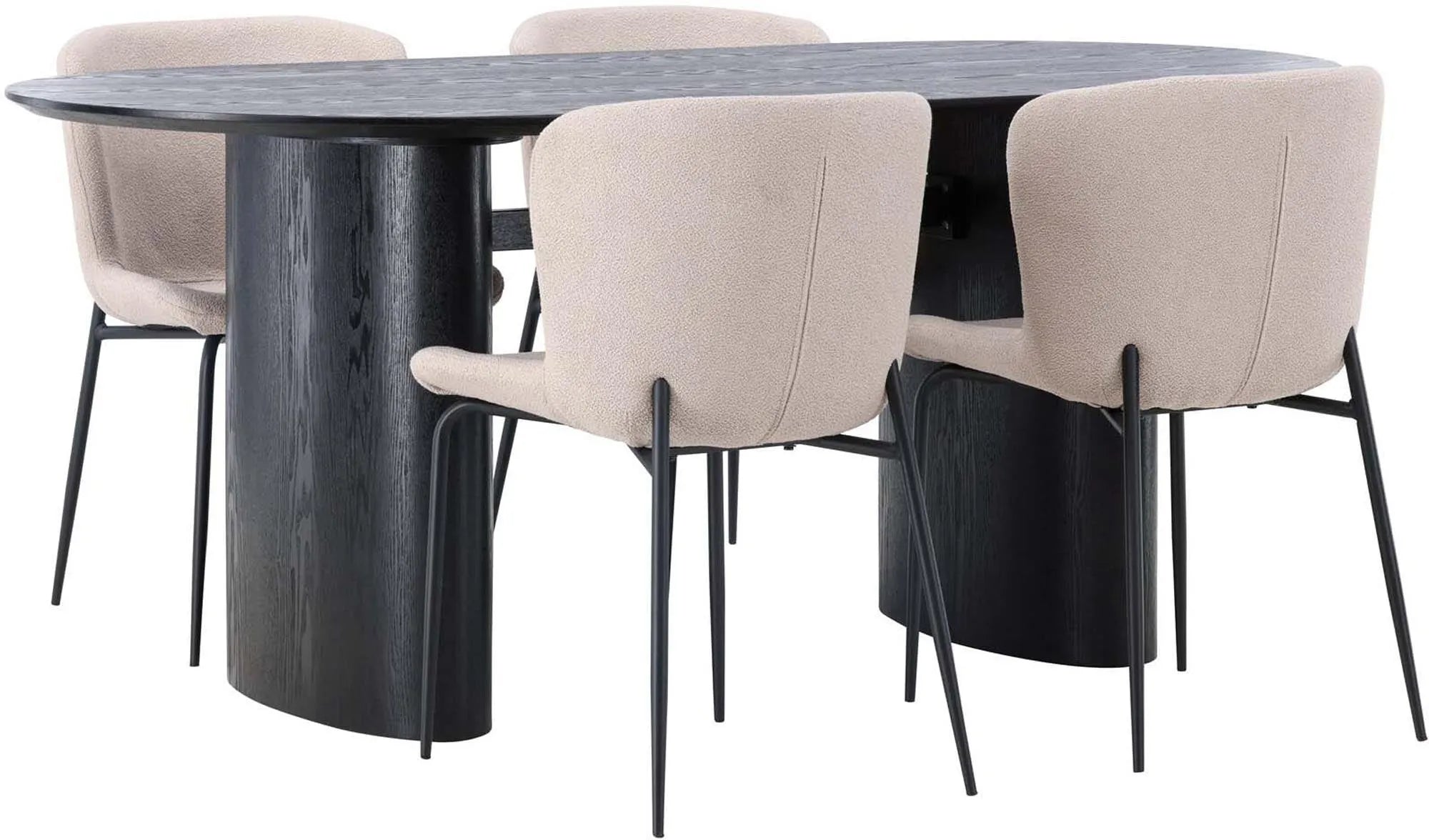 Isolde Esszimmerset + Modesto 180cm/4St. in Natur / Schwarz / Dunkelgrau präsentiert im Onlineshop von KAQTU Design AG. Esszimmerset ist von Venture Home