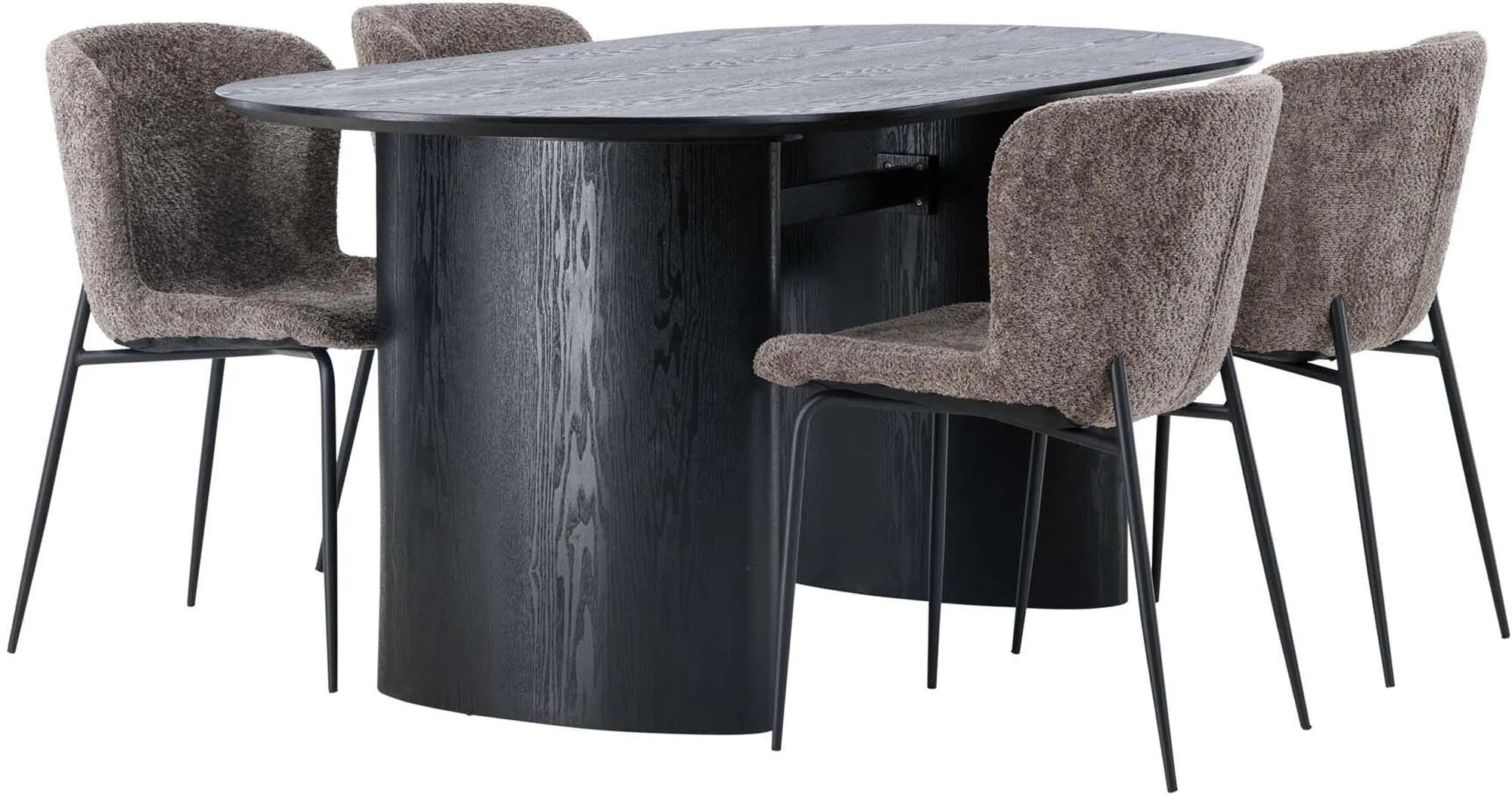 Isolde Esszimmerset + Modesto 180cm/4St. in Natur / Schwarz / Dunkelgrau präsentiert im Onlineshop von KAQTU Design AG. Esszimmerset ist von Venture Home