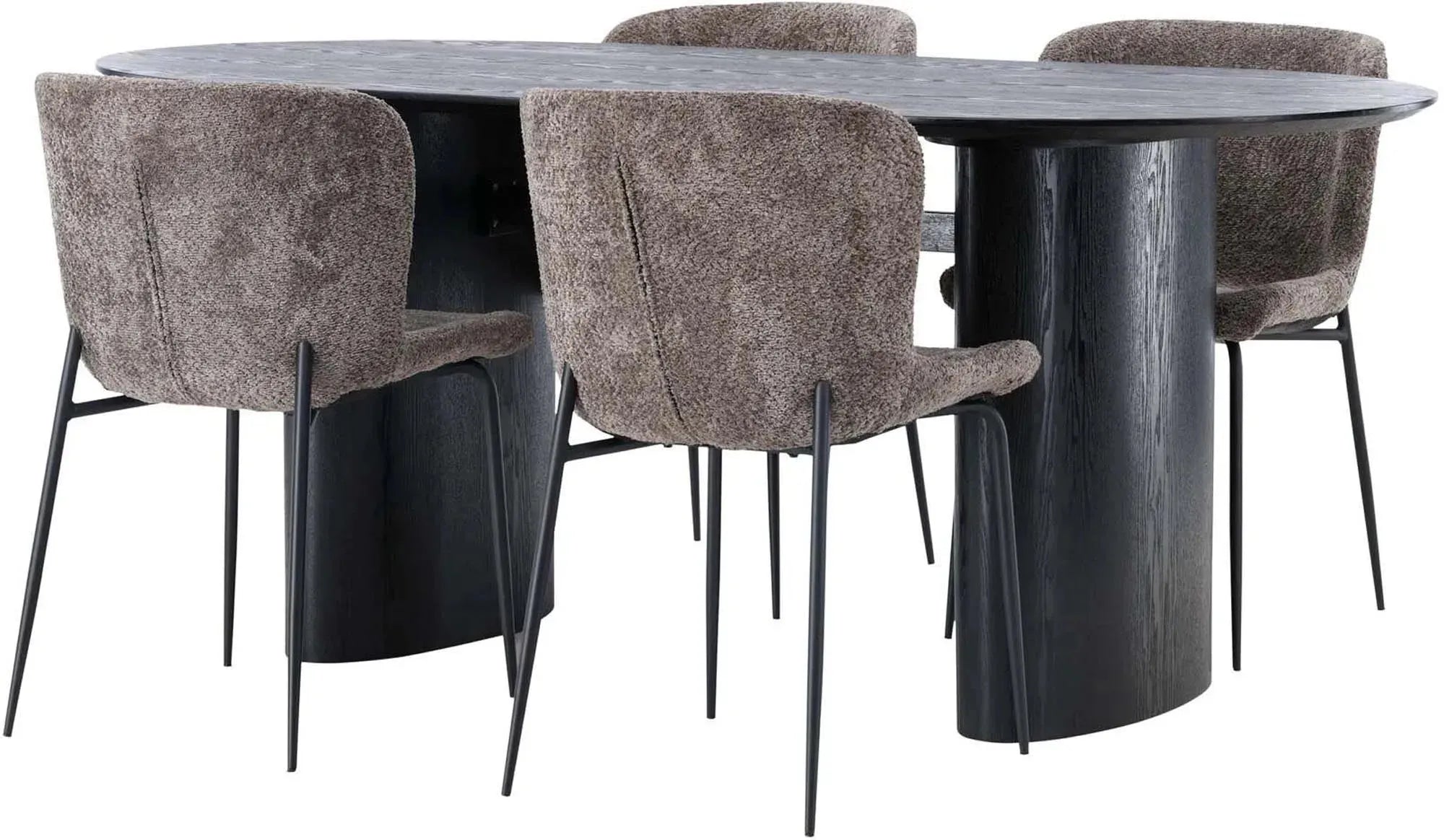 Isolde Esszimmerset + Modesto 180cm/4St. in Natur / Schwarz / Dunkelgrau präsentiert im Onlineshop von KAQTU Design AG. Esszimmerset ist von Venture Home