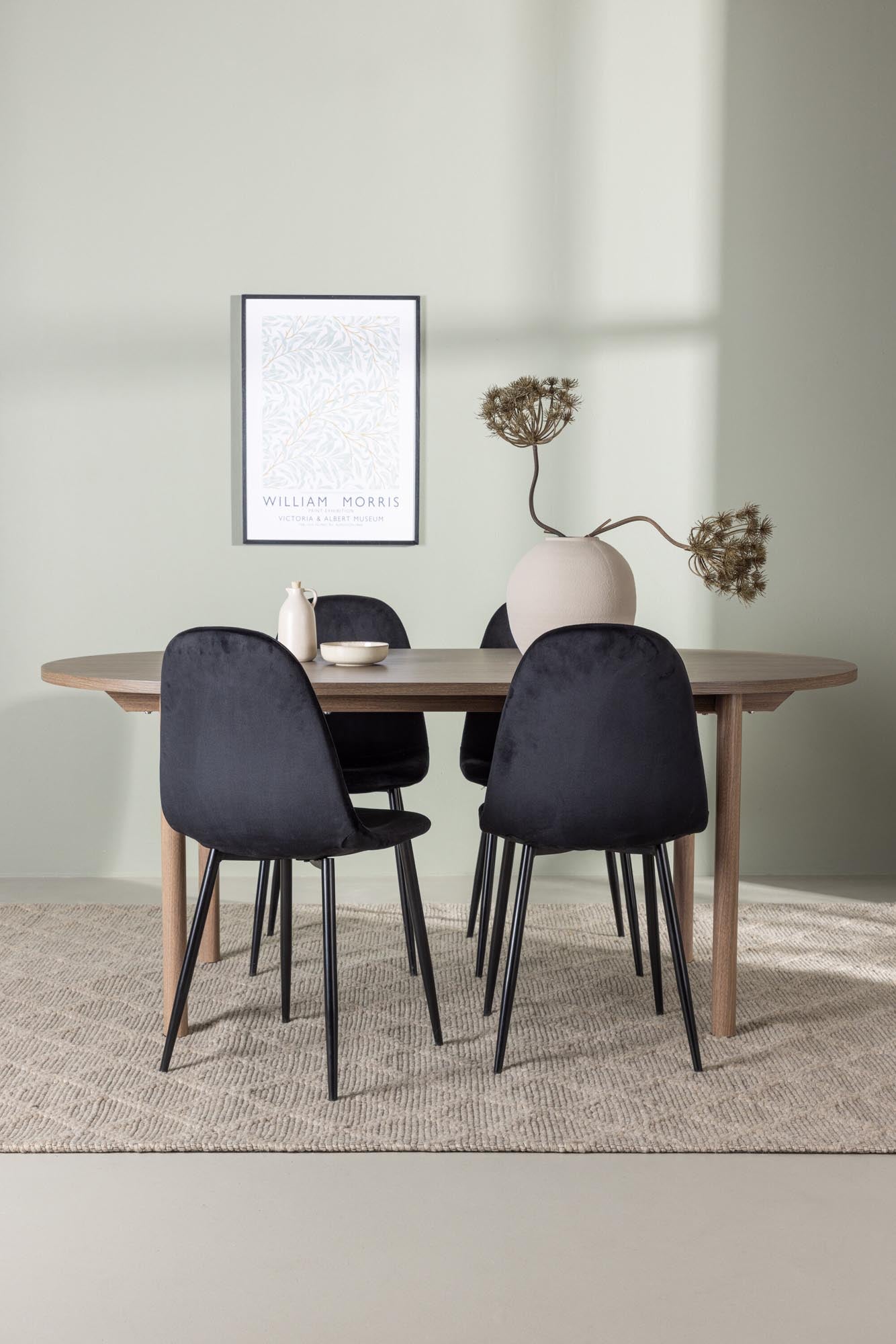 Esszimmer Set Andy mit Stühlen Polar in Natur/Schwarz präsentiert im Onlineshop von KAQTU Design AG. Esszimmerset ist von Venture Home