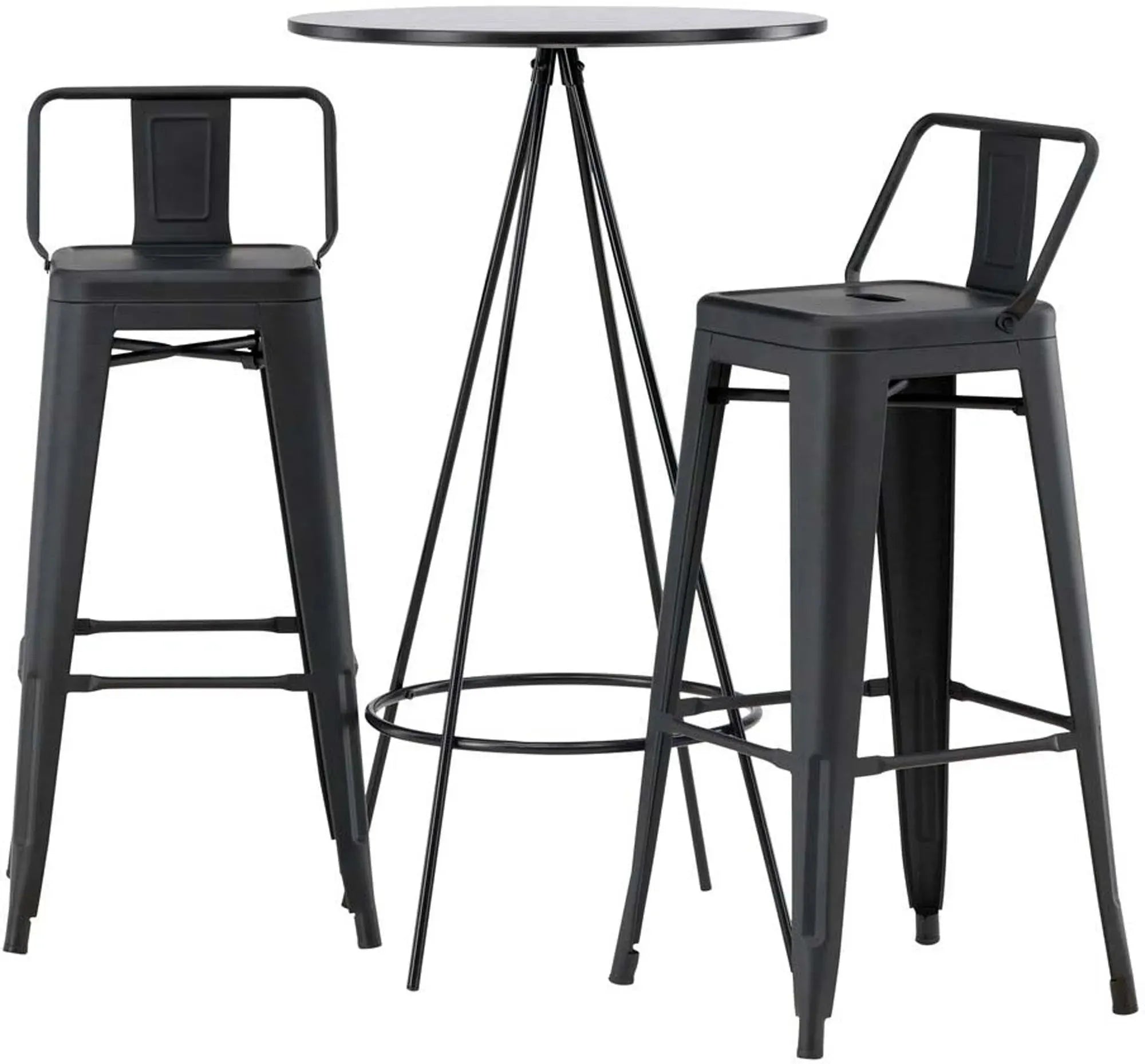 Barset Bistro + Tempe ⌀60cm/2St. Hoch in Schwarz präsentiert im Onlineshop von KAQTU Design AG. Esszimmerset ist von Venture Home