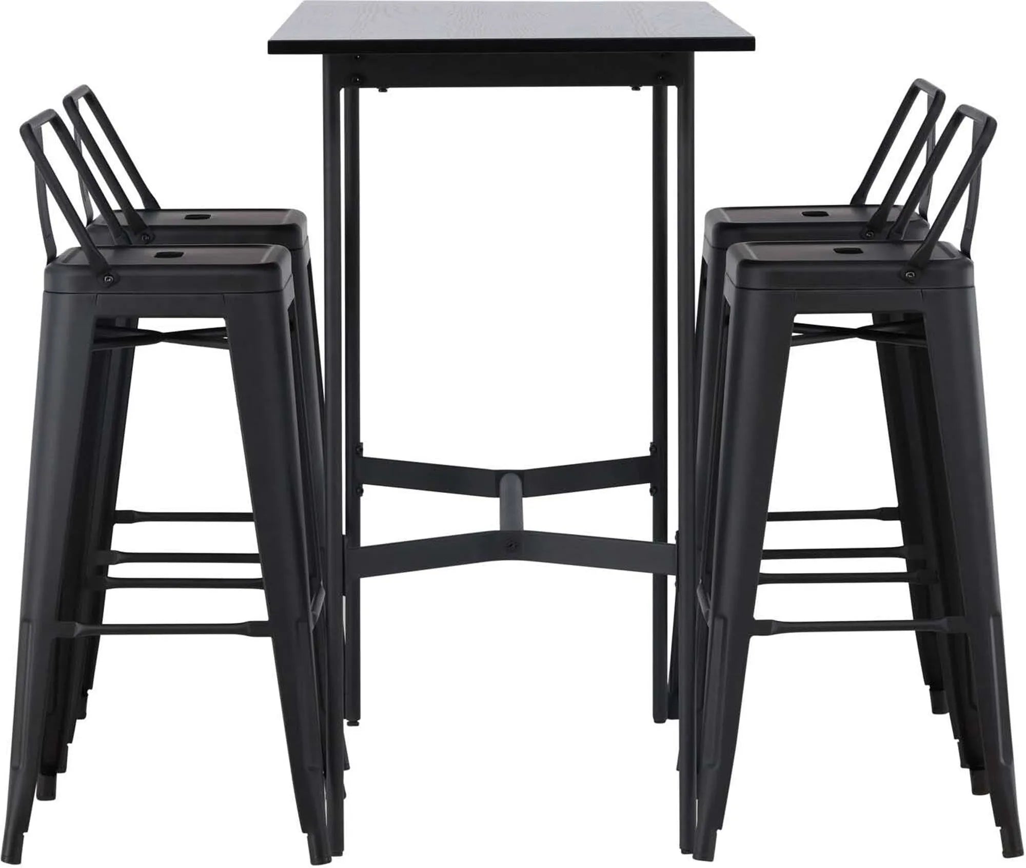 Barset Rax + Tempe 120cm/4St. Hoch in Schwarz präsentiert im Onlineshop von KAQTU Design AG. Esszimmerset ist von Venture Home