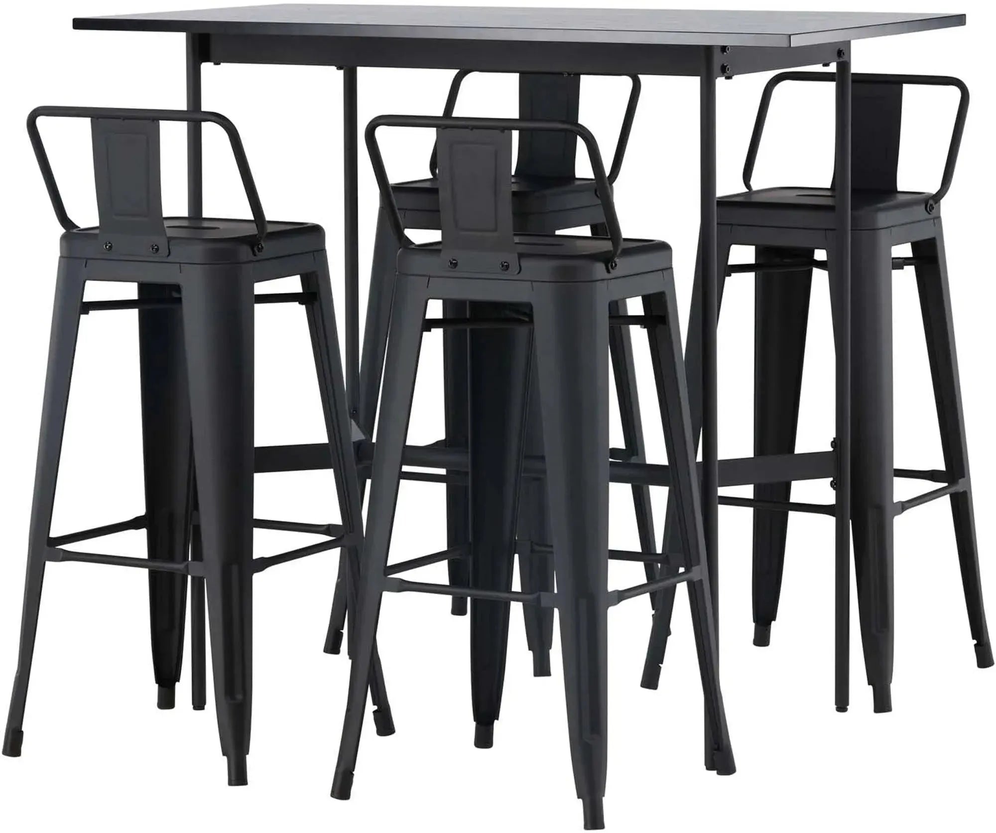 Barset Rax + Tempe 120cm/4St. Hoch in Schwarz präsentiert im Onlineshop von KAQTU Design AG. Esszimmerset ist von Venture Home