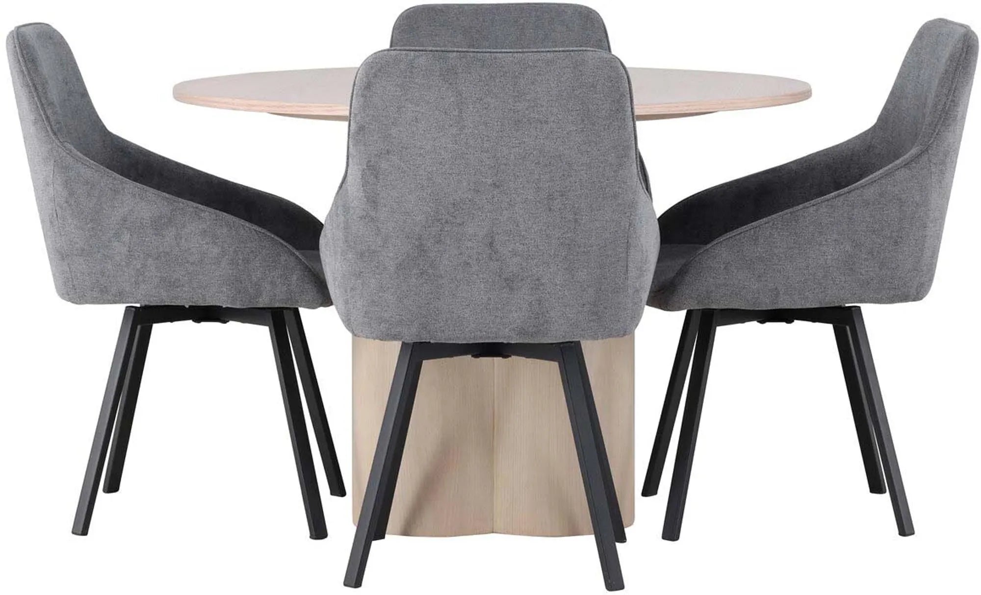 Olivia Esszimmerset + Rosie ⌀110cm/4St. in Beige / Schwarz präsentiert im Onlineshop von KAQTU Design AG. Esszimmerset ist von Venture Home