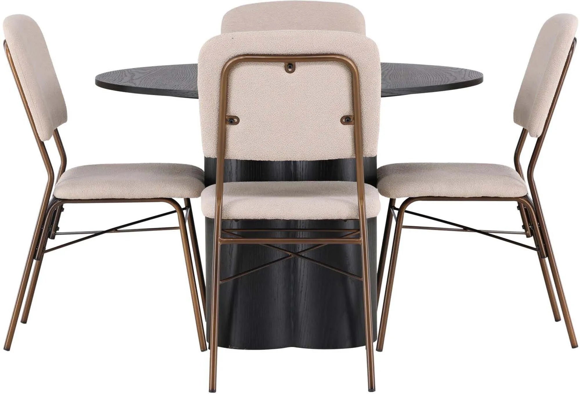 Olivia Esszimmerset + Seda ⌀110cm/4St. in Beige / Schwarz präsentiert im Onlineshop von KAQTU Design AG. Esszimmerset ist von Venture Home