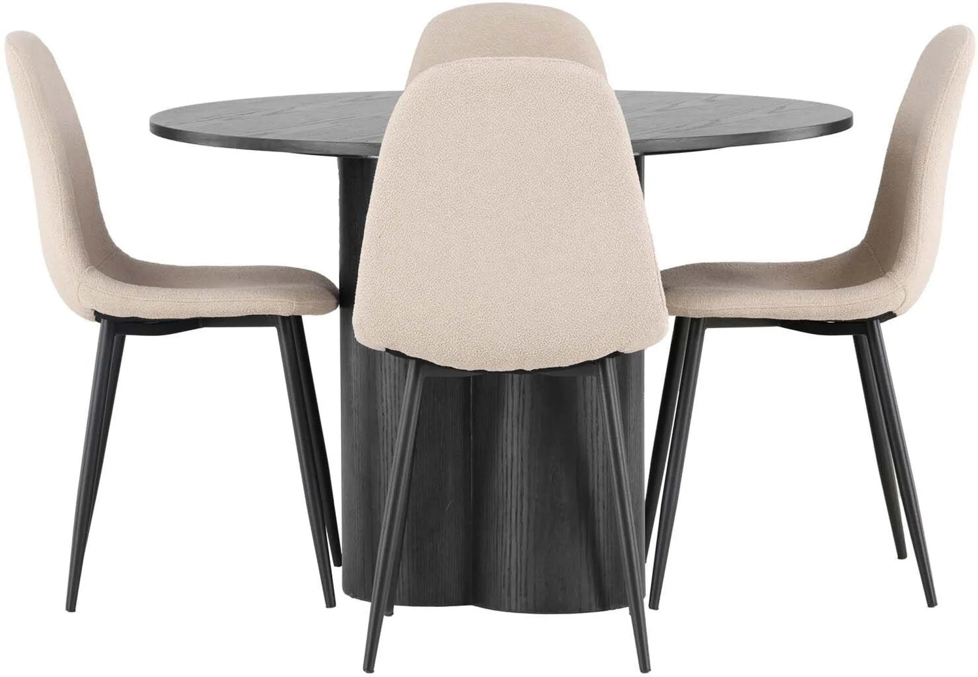 Modernes Olivia Esszimmerset: Eleganz & Komfort für 4 Personen, 110cm Tisch, langlebiger Stahl, ergonomische Stühle.