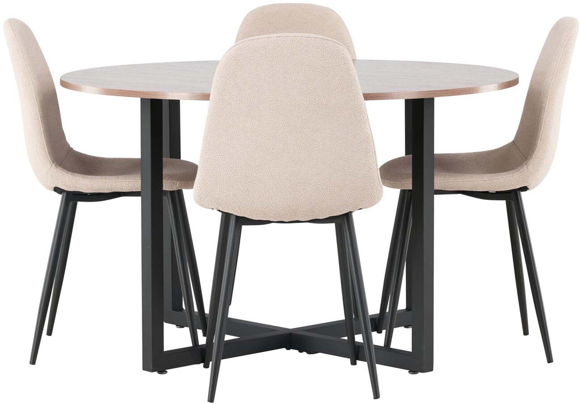 Durango Esszimmerset + Polar ⌀120cm/4St. in Beige, Schwarz präsentiert im Onlineshop von KAQTU Design AG. Esszimmerset ist von Venture Home