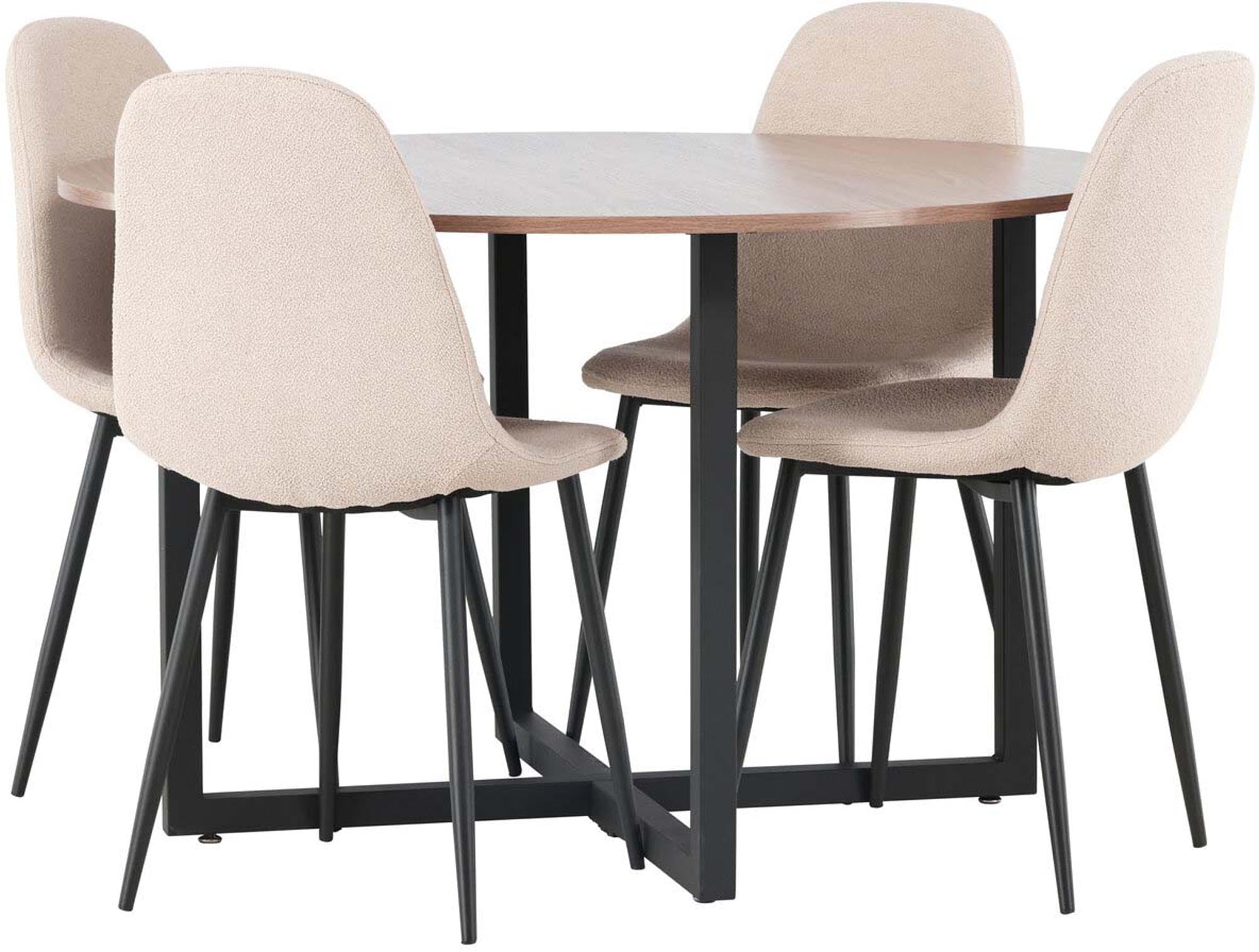 Durango Esszimmerset + Polar ⌀120cm/4St. in Beige, Schwarz präsentiert im Onlineshop von KAQTU Design AG. Esszimmerset ist von Venture Home