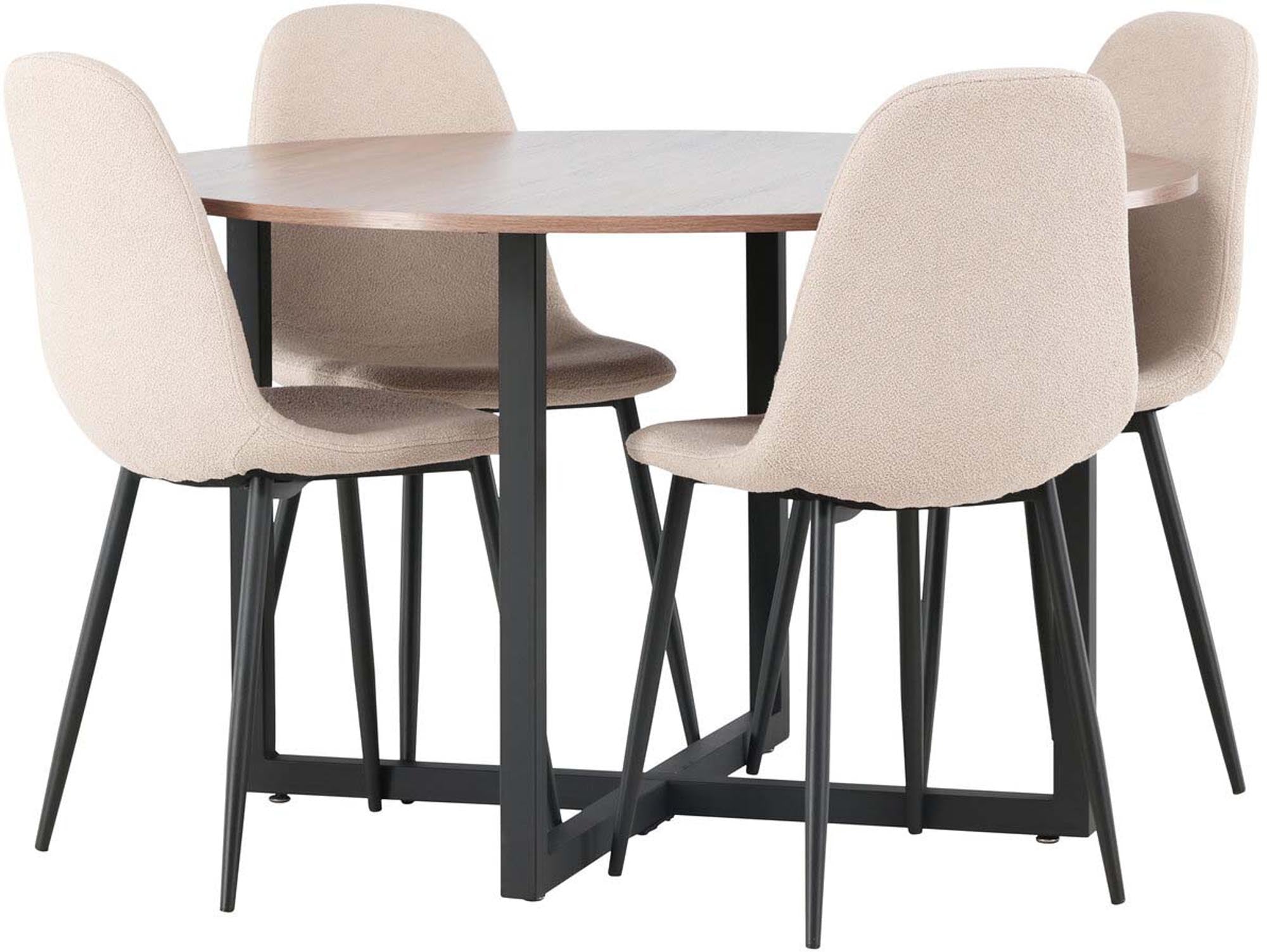 Durango Esszimmerset + Polar ⌀120cm/4St. in Beige, Schwarz präsentiert im Onlineshop von KAQTU Design AG. Esszimmerset ist von Venture Home