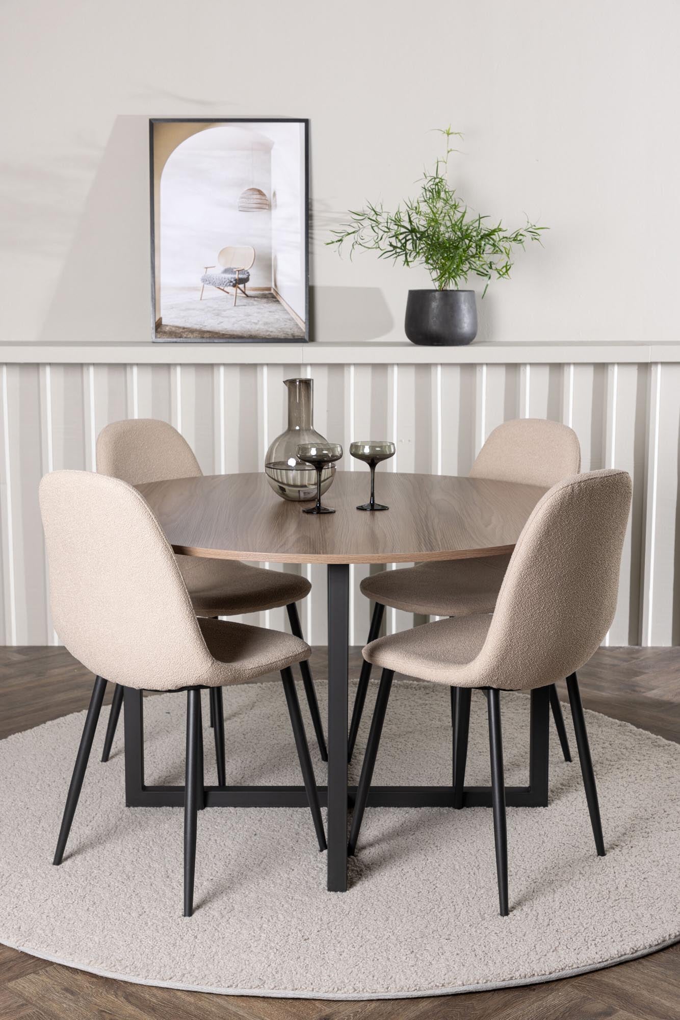 Durango Esszimmerset + Polar ⌀120cm/4St. in Beige, Schwarz präsentiert im Onlineshop von KAQTU Design AG. Esszimmerset ist von Venture Home