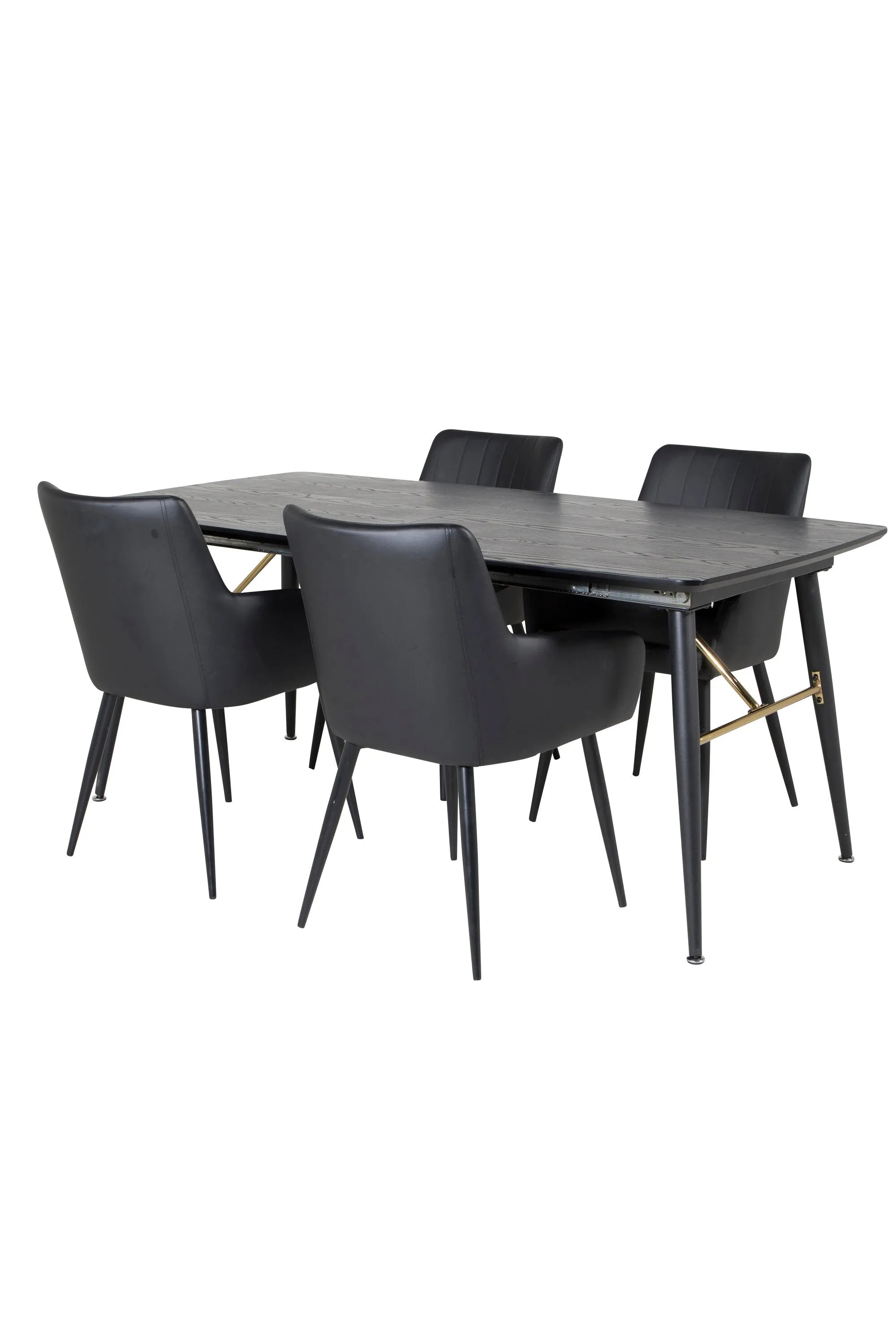 Esszimmer Set Gold mit Stuhl Comfort in Schwarz Schwarz präsentiert im Onlineshop von KAQTU Design AG. Esszimmerset ist von Venture Home