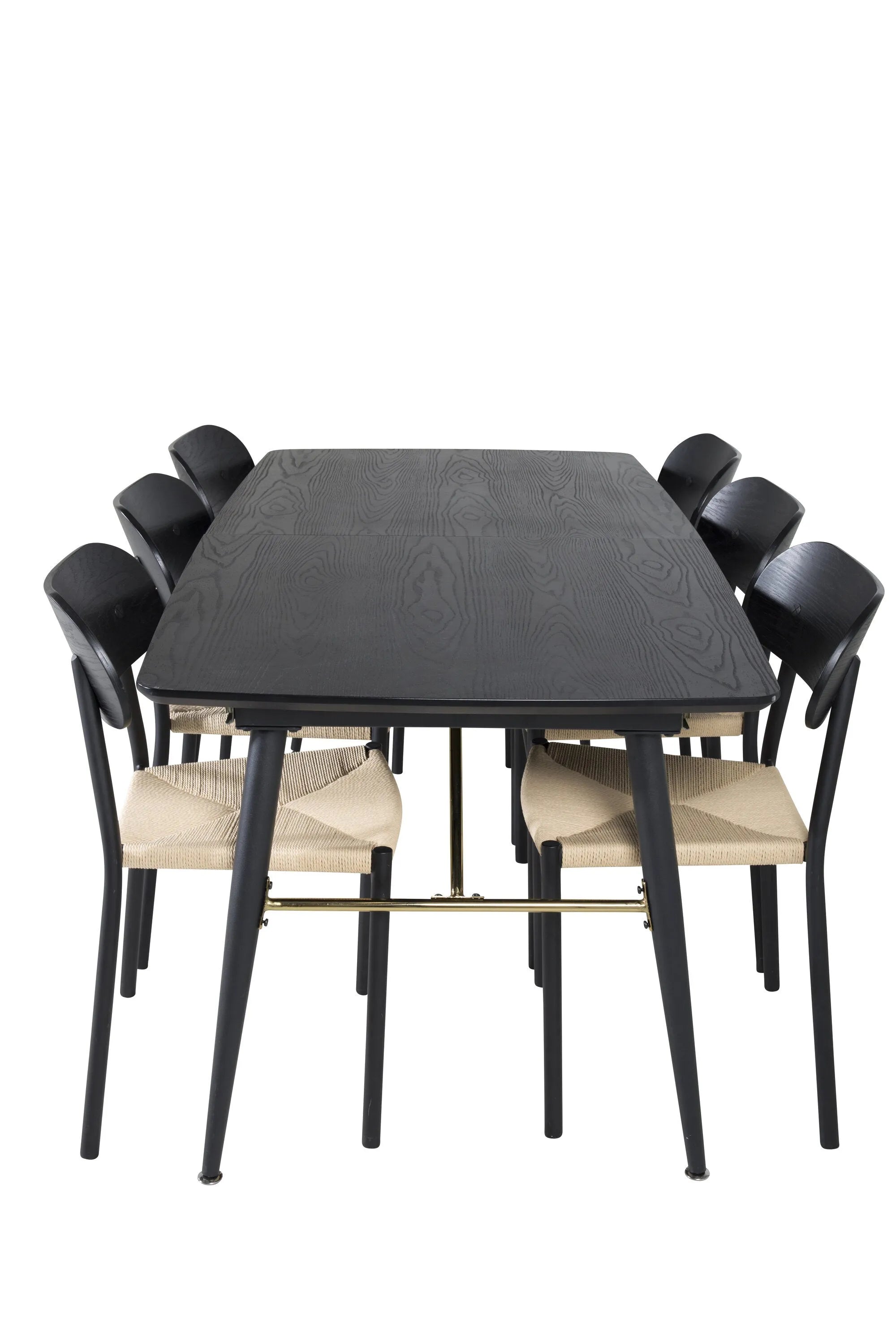 Esszimmer Set Gold mit Stuhl Polly in Schwarz/Schwarz/Natur präsentiert im Onlineshop von KAQTU Design AG. Esszimmerset ist von Venture Home