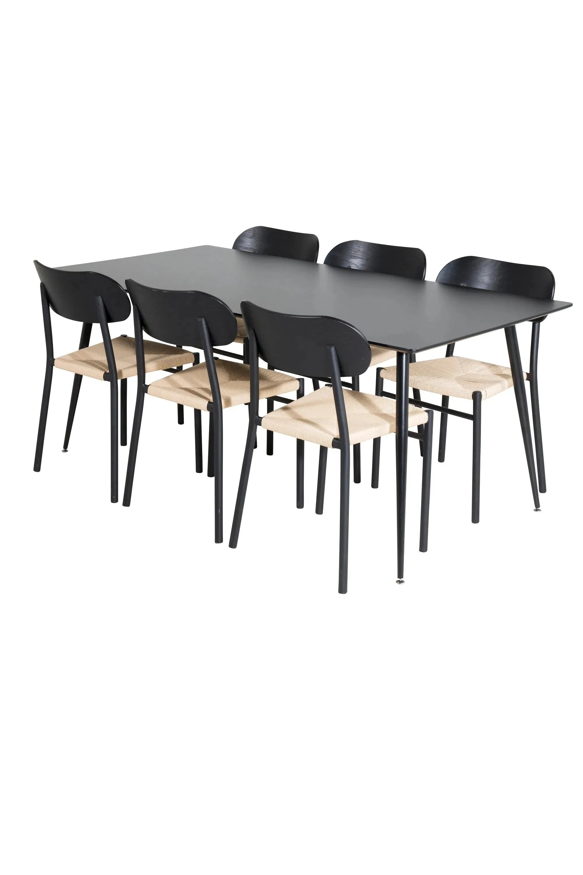 Esszimmer Set Silar mit Stuhl Polly in Schwarz/Schwarz/Natur präsentiert im Onlineshop von KAQTU Design AG. Esszimmerset ist von Venture Home