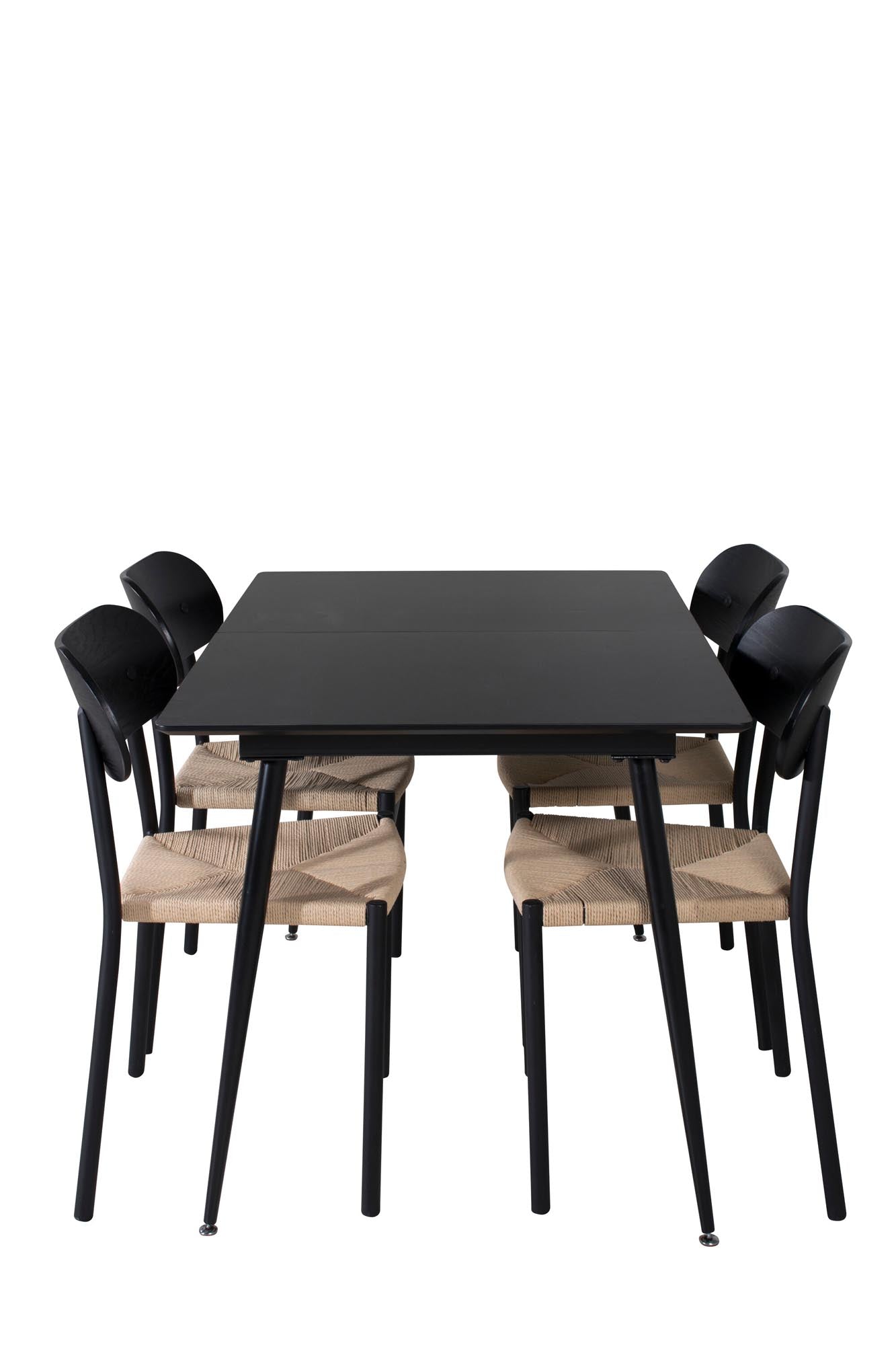 Esszimmer Set Silar mit Stuhl Polly in Schwarz/Schwarz/Natur präsentiert im Onlineshop von KAQTU Design AG. Esszimmerset ist von Venture Home