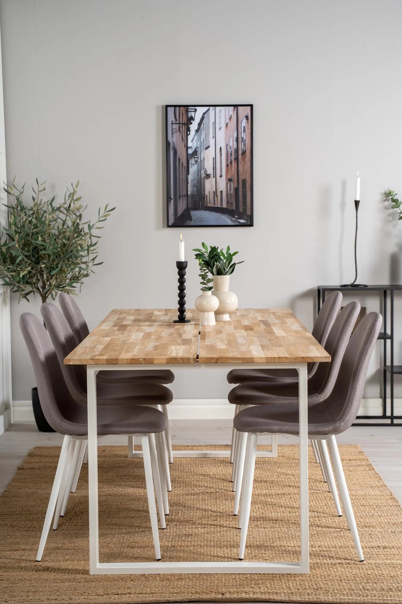 Esszimmer Set Cirebon mit Stuhl Polar in Natur/Grau/Weiss präsentiert im Onlineshop von KAQTU Design AG. Esszimmerset ist von Venture Home