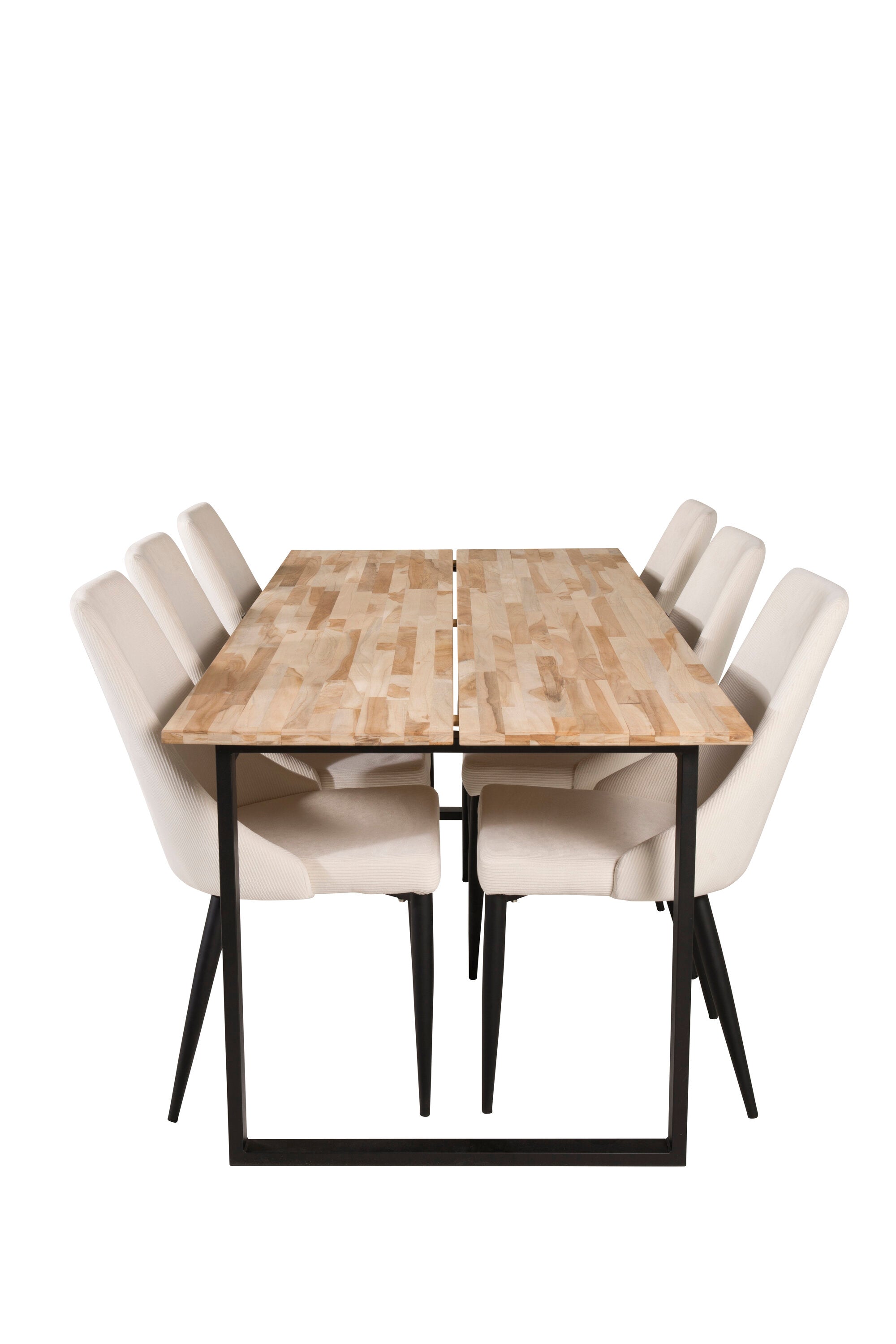 Esszimmer Set Cirebon mit Stuhl Leone in Natur/Schwarz/ Weiss präsentiert im Onlineshop von KAQTU Design AG. Esszimmerset ist von Venture Home