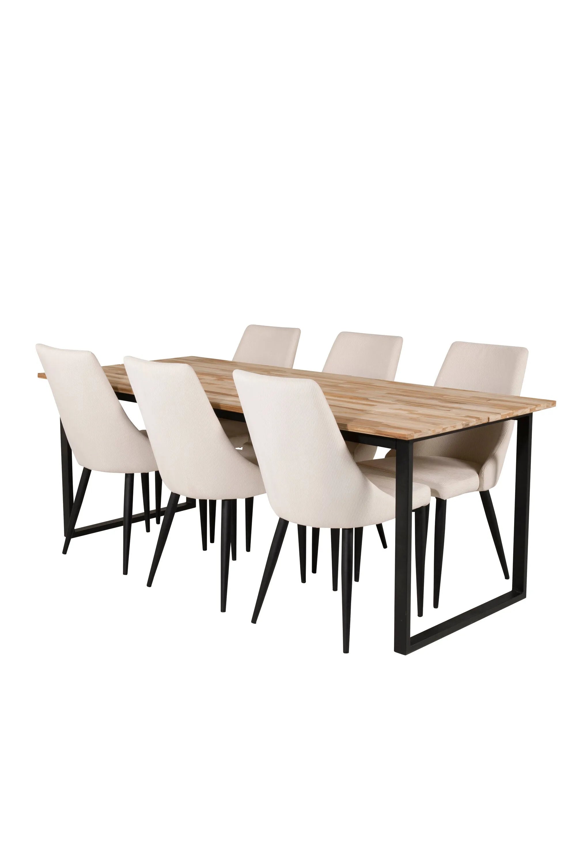 Esszimmer Set Cirebon mit Stuhl Leone in Natur/Schwarz/ Weiss präsentiert im Onlineshop von KAQTU Design AG. Esszimmerset ist von Venture Home