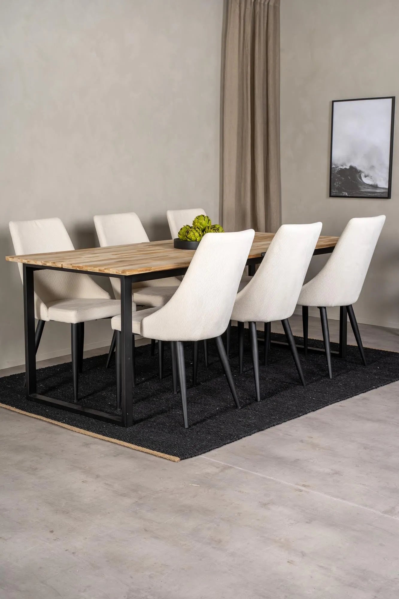 Esszimmer Set Cirebon mit Stuhl Leone in Natur/Schwarz/ Weiss präsentiert im Onlineshop von KAQTU Design AG. Esszimmerset ist von Venture Home