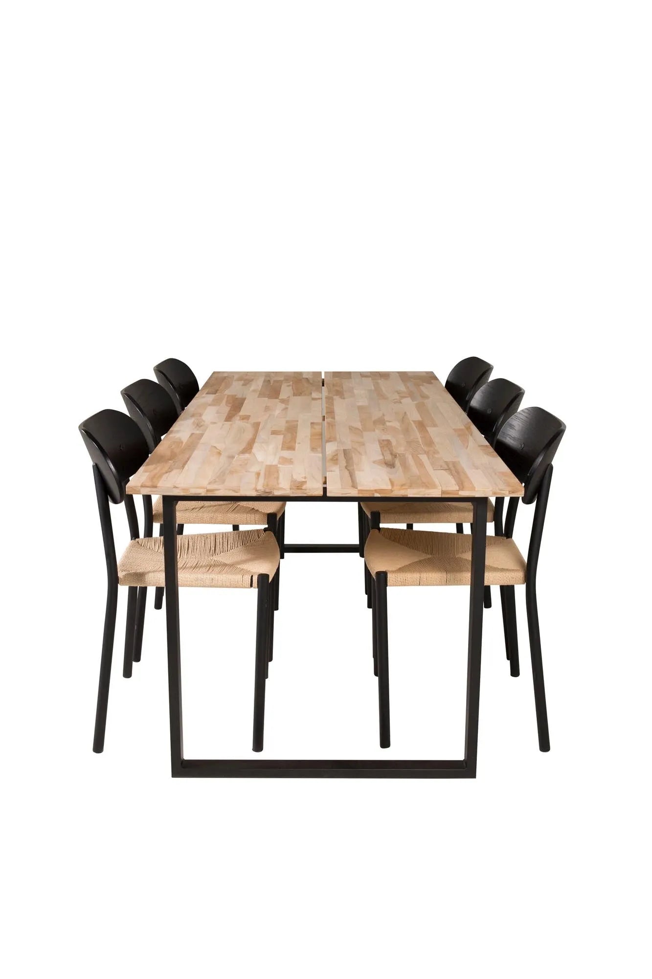 Esszimmer Set Cirebon mit Stuhl Polly in Natur/Schwarz präsentiert im Onlineshop von KAQTU Design AG. Esszimmerset ist von Venture Home