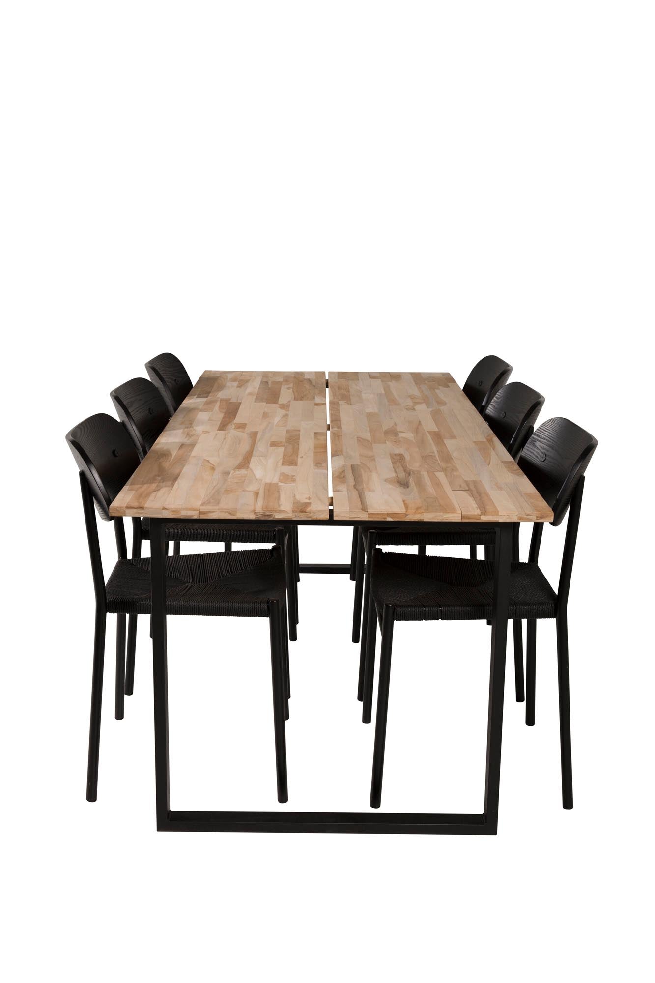 Esszimmer Set Cirebon mit Stuhl Polly in Natur/Schwarz präsentiert im Onlineshop von KAQTU Design AG. Esszimmerset ist von Venture Home