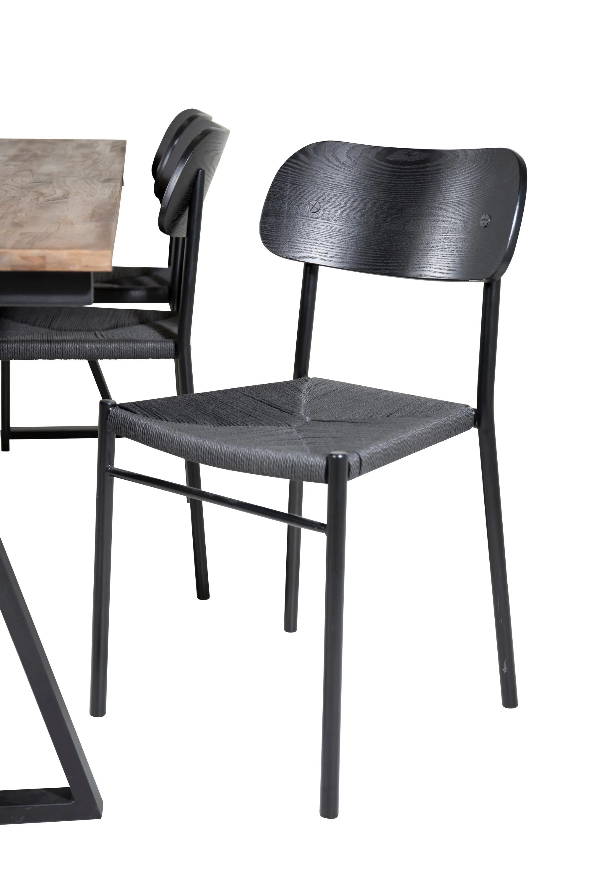 Esszimmer Set Jakarta mit Stuhl Polly in Dunkel Natur/Schwarz präsentiert im Onlineshop von KAQTU Design AG. Esszimmerset ist von Venture Home