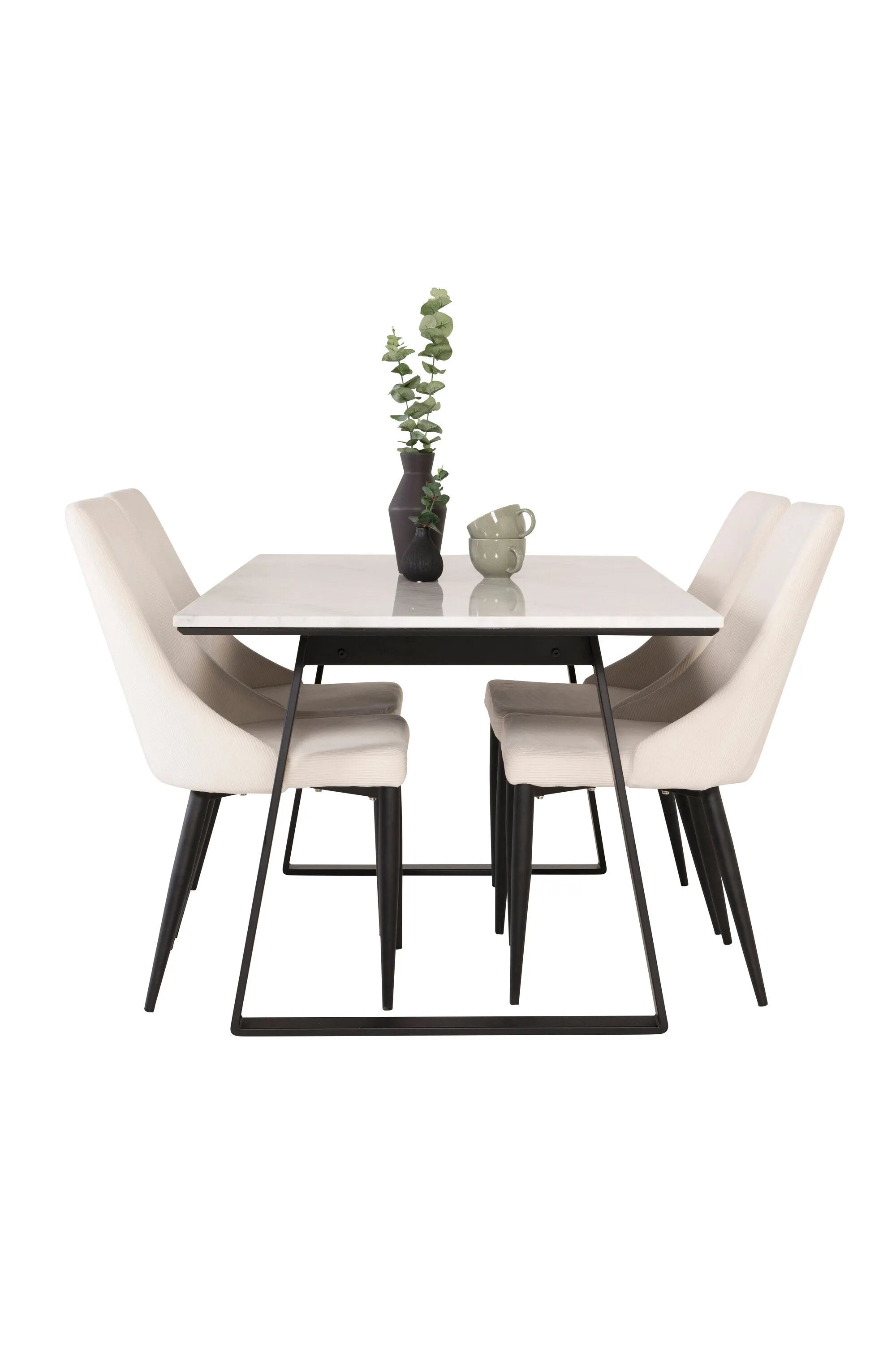 Esszimmer Set Estelle mit Stuhl Leone in Weiss/Schwarz/Weiss präsentiert im Onlineshop von KAQTU Design AG. Esszimmerset ist von Venture Home