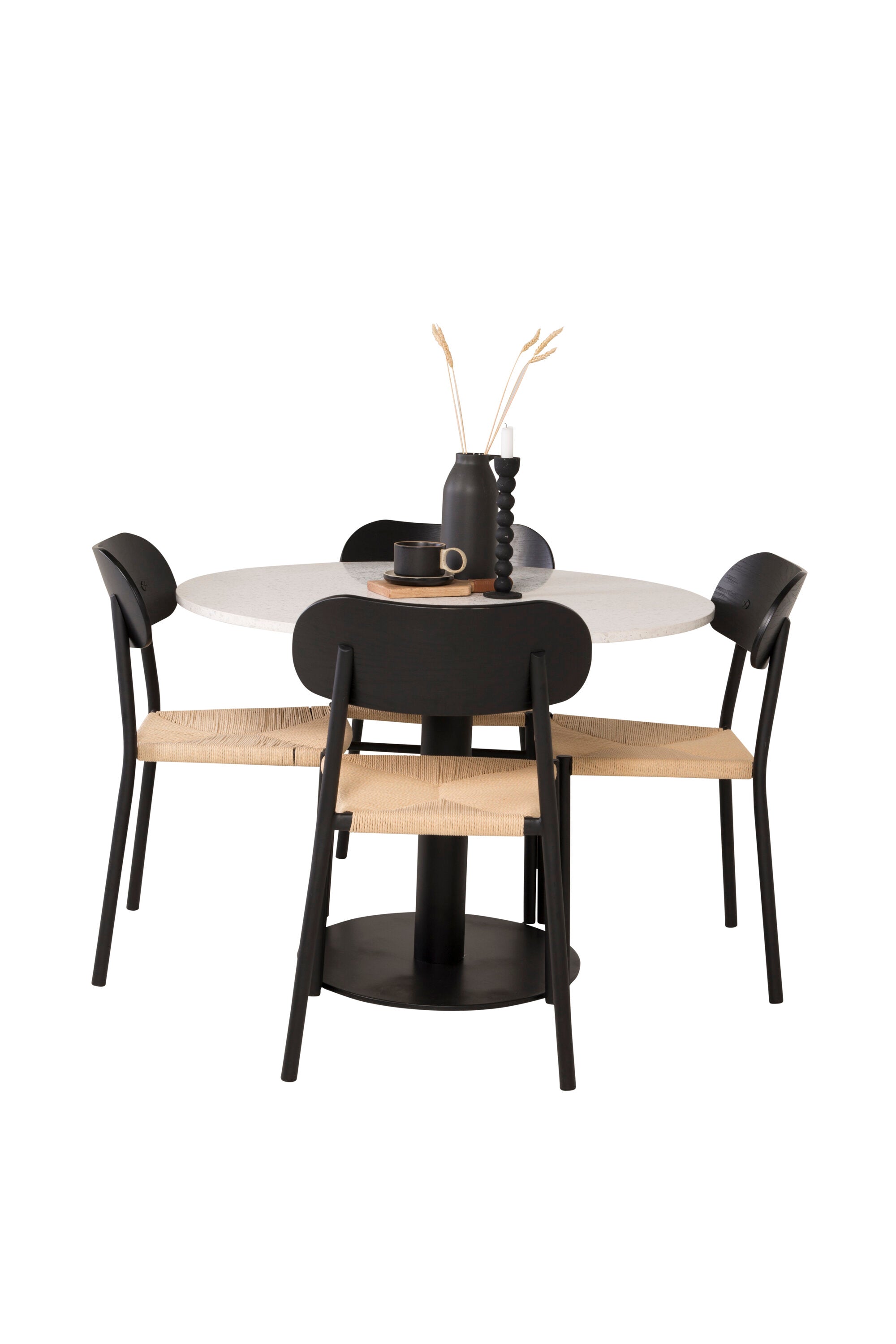 Esszimmer Set Razzia mit Stuhl Polly in Grau/Schwarz/Natur präsentiert im Onlineshop von KAQTU Design AG. Esszimmerset ist von Venture Home