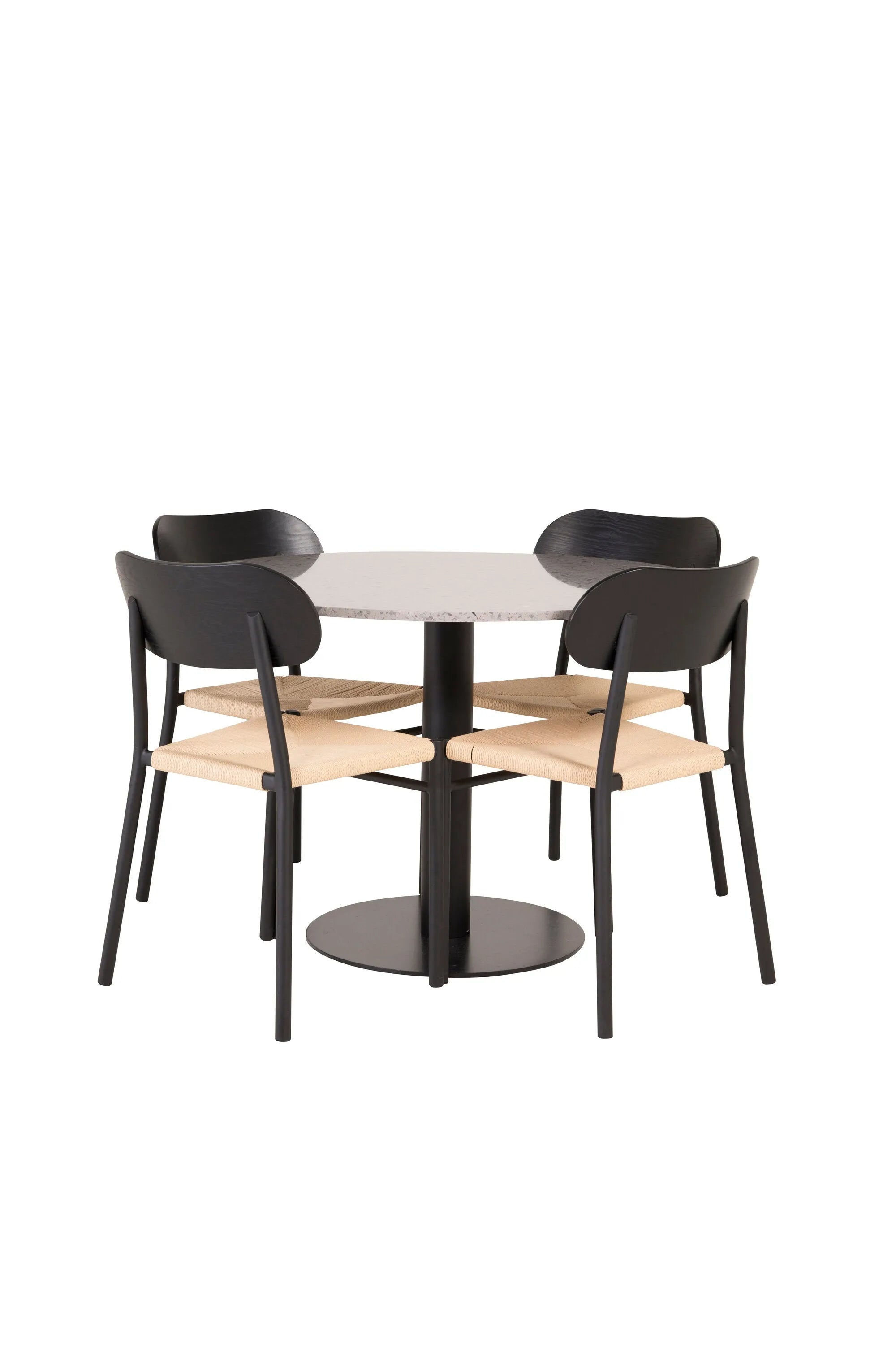 Esszimmer Set Razzia mit Stuhl Polly in Grau/Schwarz/Natur präsentiert im Onlineshop von KAQTU Design AG. Esszimmerset ist von Venture Home