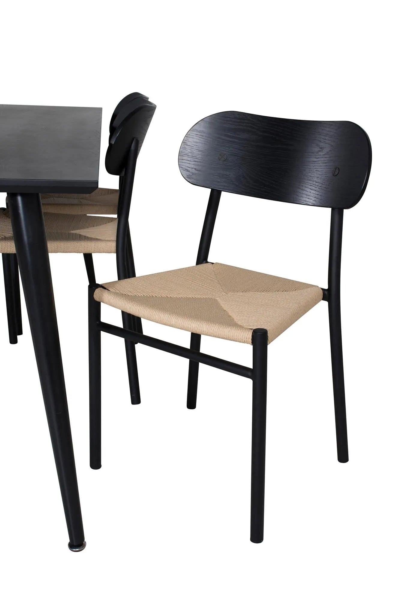 Esszimmer Set Dipp mit Stuhl Polly in Schwarz/Schwarz/Natur präsentiert im Onlineshop von KAQTU Design AG. Esszimmerset ist von Venture Home