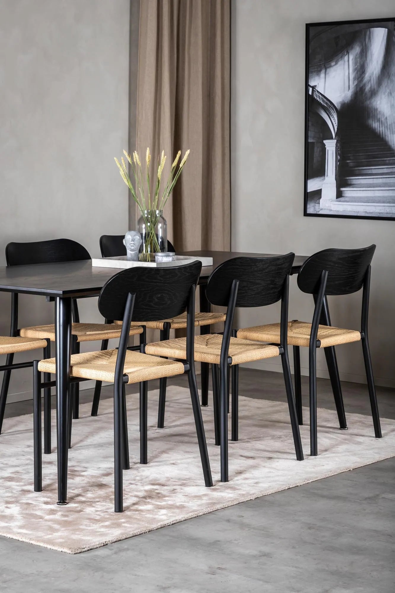 Esszimmer Set Dipp mit Stuhl Polly in Schwarz/Schwarz/Natur präsentiert im Onlineshop von KAQTU Design AG. Esszimmerset ist von Venture Home