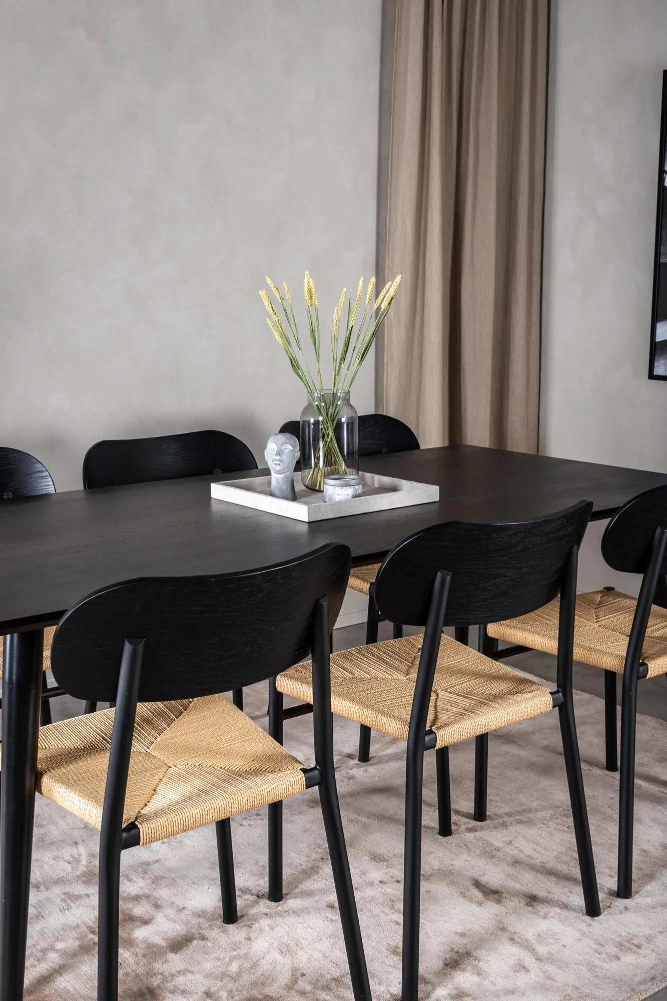 Esszimmer Set Dipp mit Stuhl Polly in Schwarz/Schwarz/Natur präsentiert im Onlineshop von KAQTU Design AG. Esszimmerset ist von Venture Home