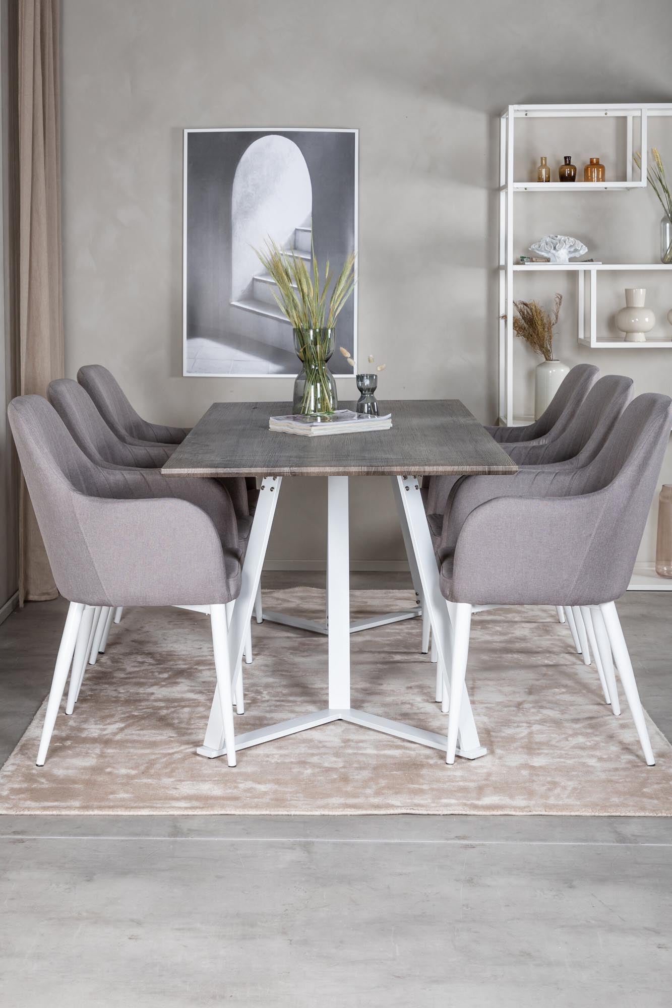 Esszimmer Set Marina mit Stuhl Comfort in Grau/Grau/Weiss präsentiert im Onlineshop von KAQTU Design AG. Esszimmerset ist von Venture Home