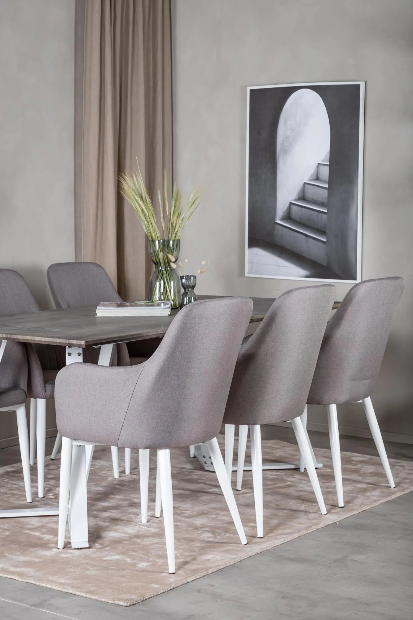 Esszimmer Set Marina mit Stuhl Comfort in Grau/Grau/Weiss präsentiert im Onlineshop von KAQTU Design AG. Esszimmerset ist von Venture Home