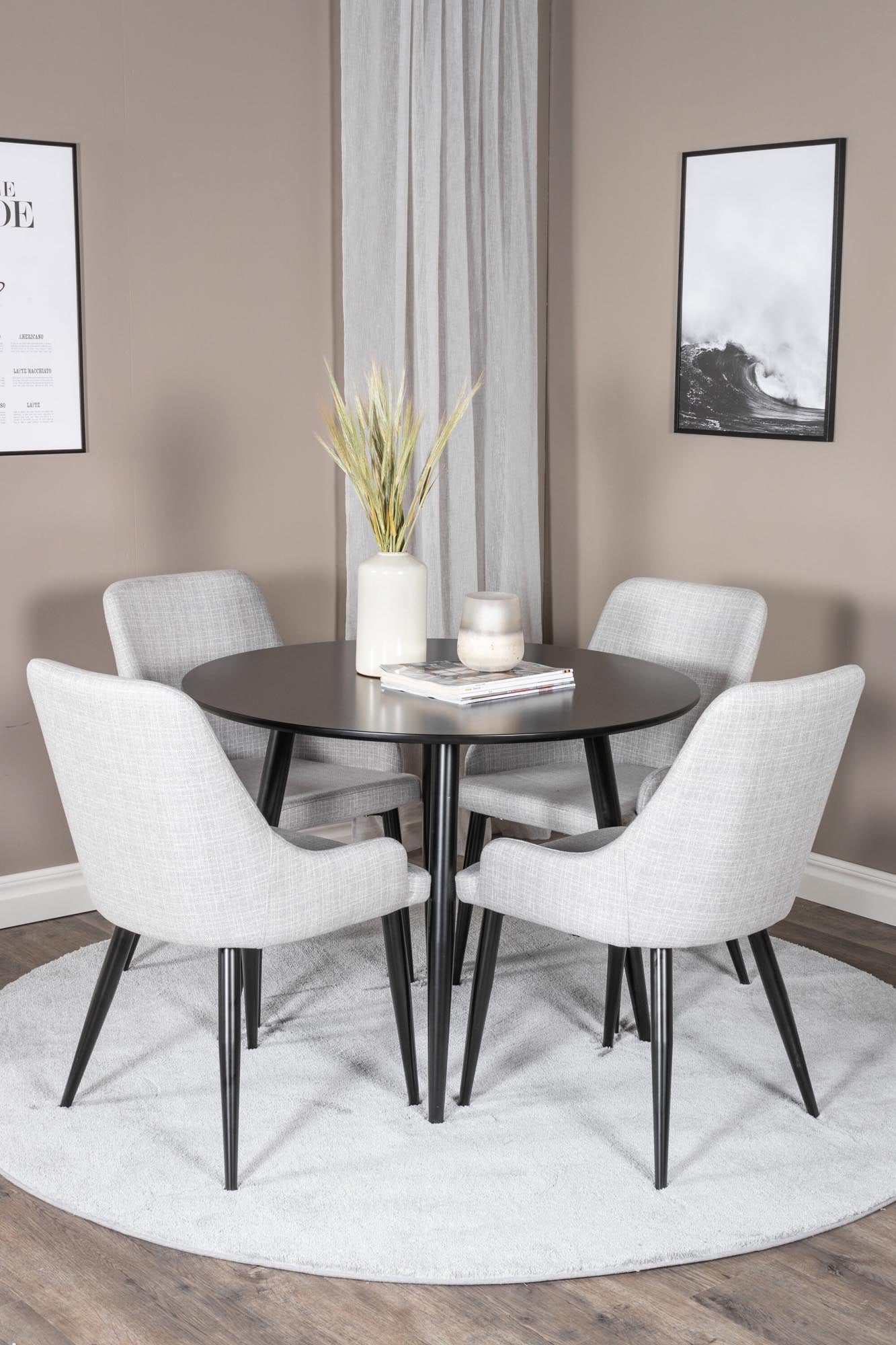 Esszimmer Set Plaza mit Stuhl Plaza in Schwarz/Schwarz/Grau präsentiert im Onlineshop von KAQTU Design AG. Esszimmerset ist von Venture Home