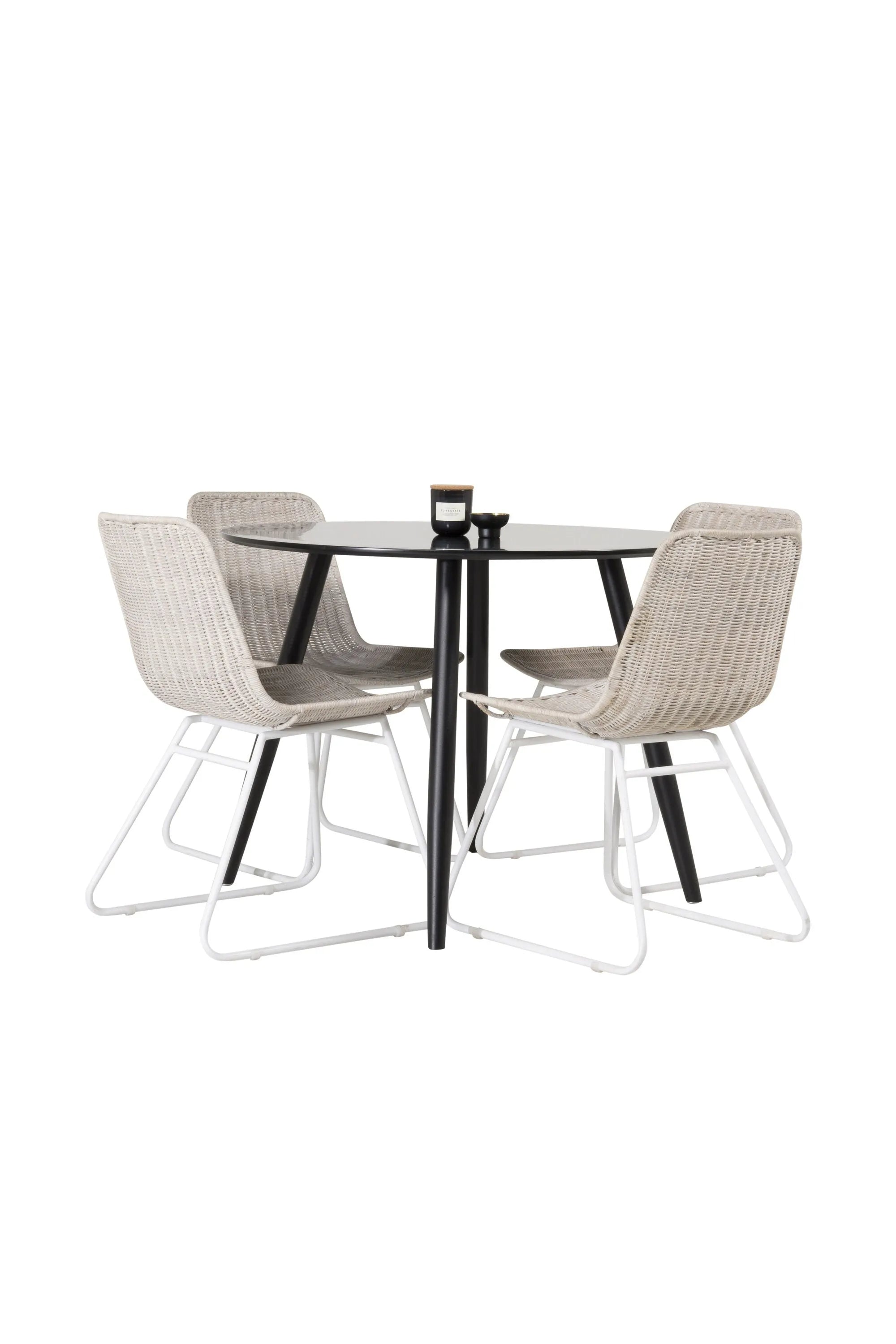 Esszimmer Set Plaza mit Stuhl Cirebon in Schwarz-Weiss präsentiert im Onlineshop von KAQTU Design AG. Esszimmerset ist von Venture Home