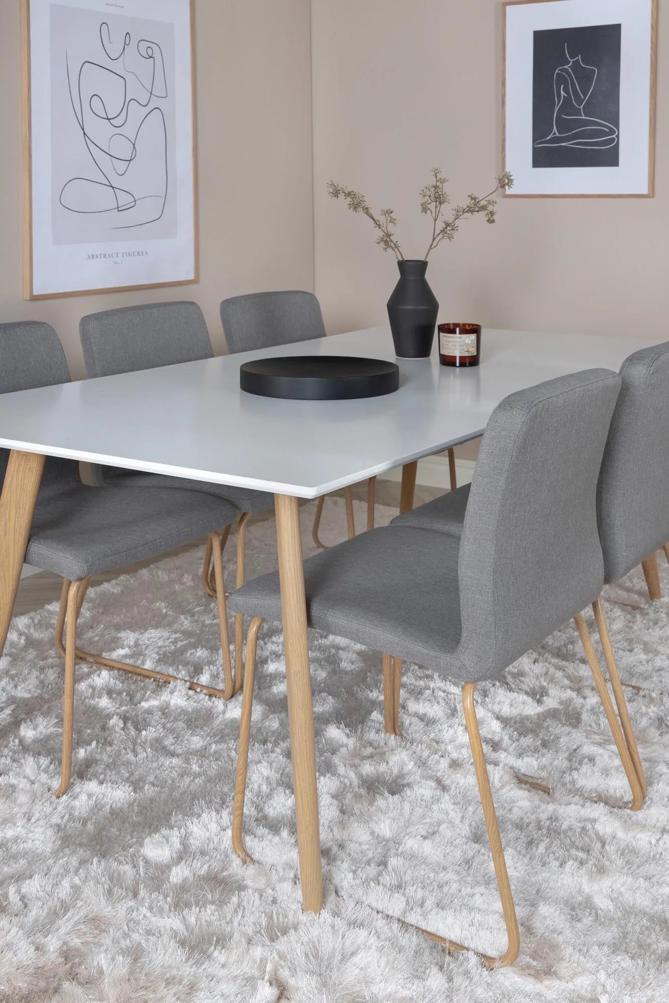 Esszimmer Set Polar mit Stuhl Mace in Weiss/Grau/Natur präsentiert im Onlineshop von KAQTU Design AG. Esszimmerset ist von Venture Home