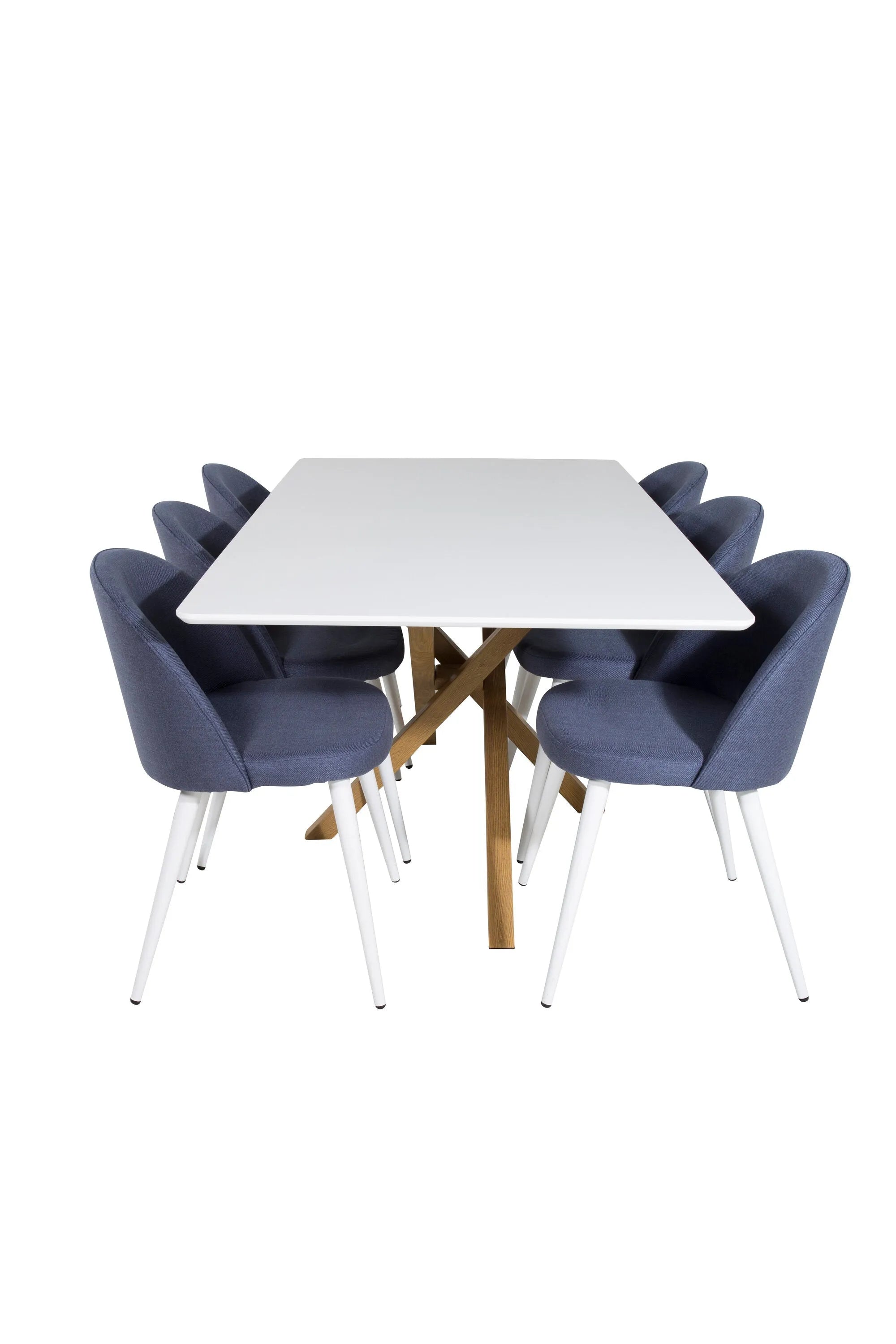 Esszimmer Set Piazza mit Stuhl Velvet in Weiss/Blau/Weiss präsentiert im Onlineshop von KAQTU Design AG. Esszimmerset ist von Venture Home