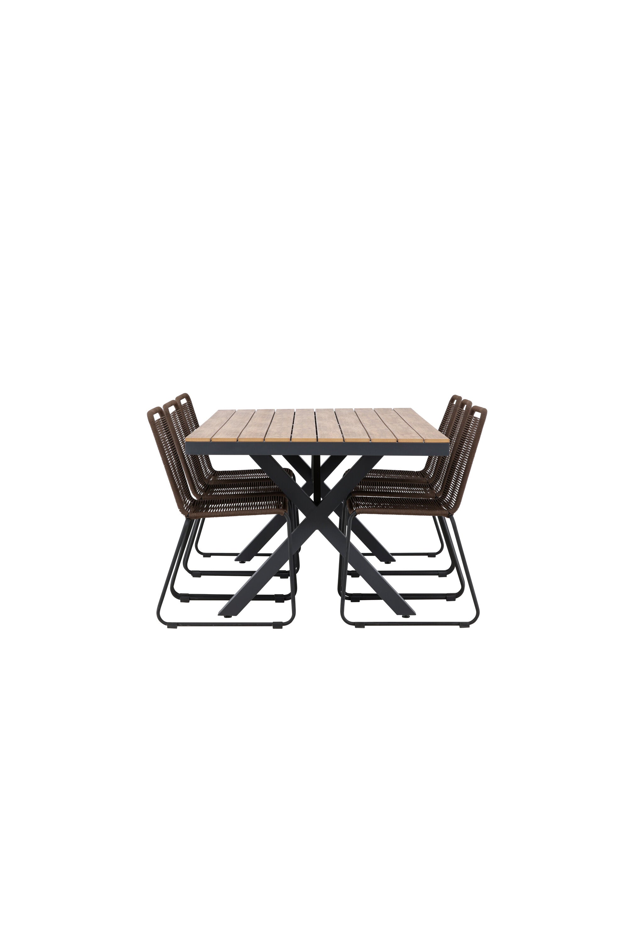 Garcia Gartentisch Set + Lindos Dining in Schwarz/Schwarz/Braun präsentiert im Onlineshop von KAQTU Design AG. Gartentischset ist von Venture Home