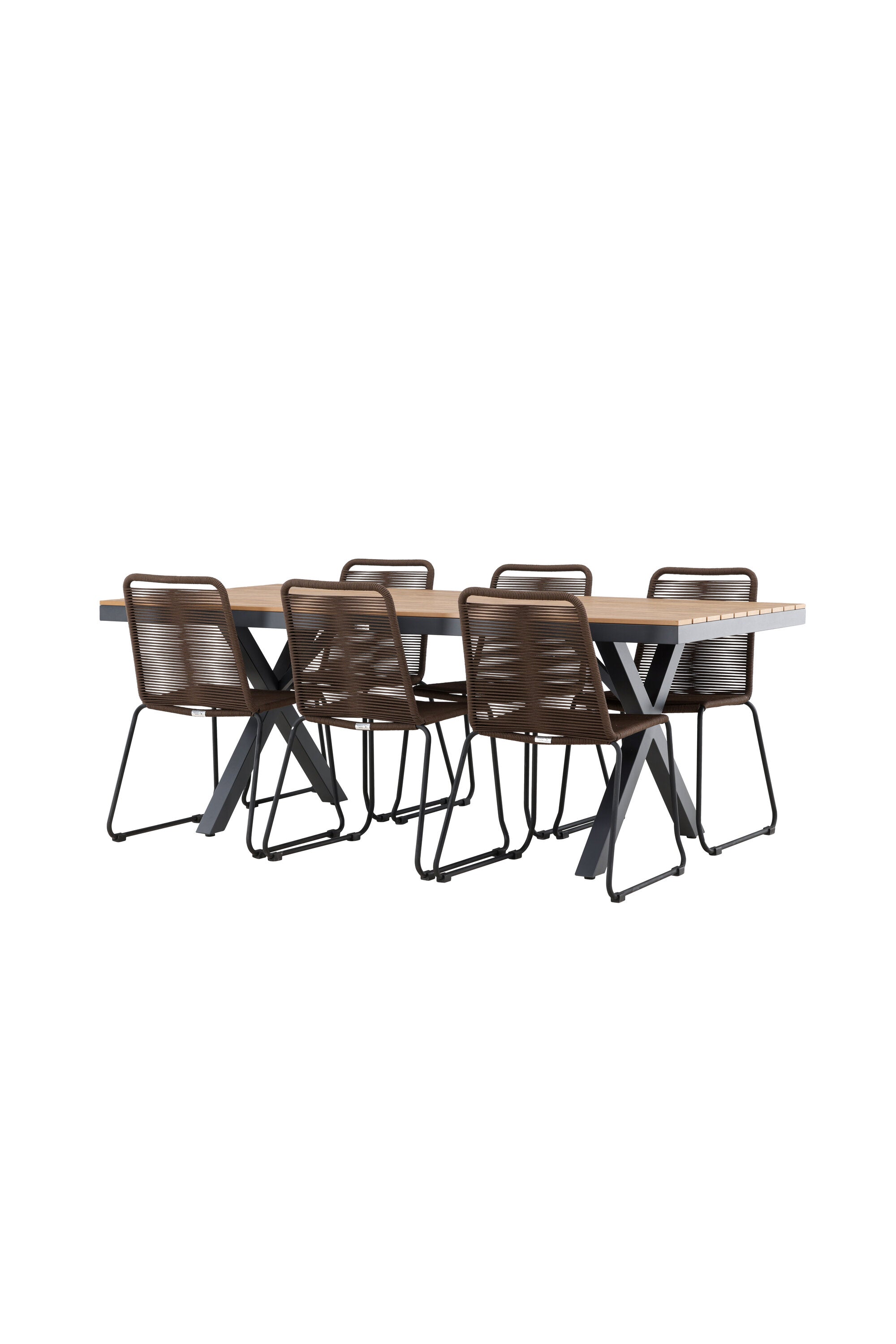 Garcia Gartentisch Set + Lindos Dining in Schwarz/Schwarz/Braun präsentiert im Onlineshop von KAQTU Design AG. Gartentischset ist von Venture Home