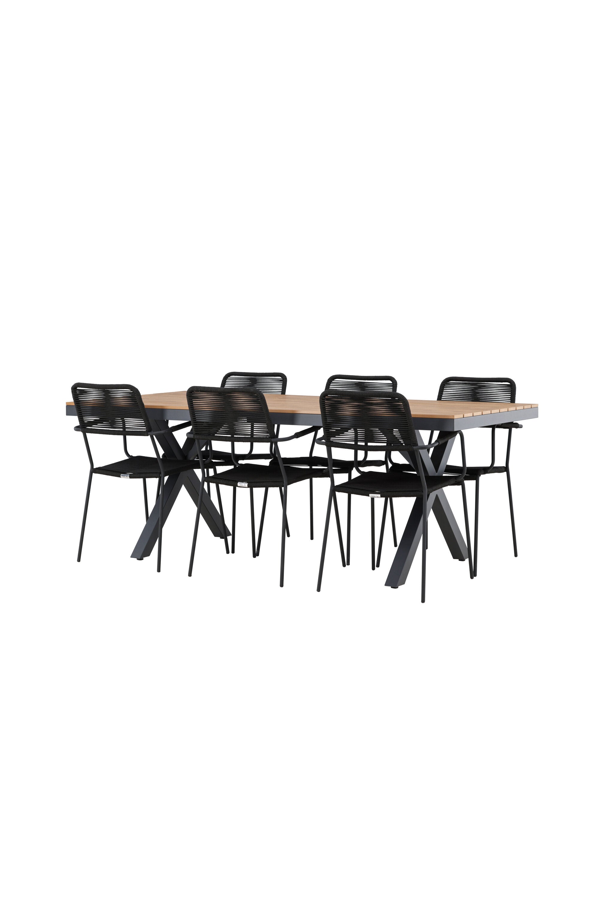 Garcia Gartentisch Set + Lindos Armchair in Schwarz Schwarz präsentiert im Onlineshop von KAQTU Design AG. Gartentischset ist von Venture Home