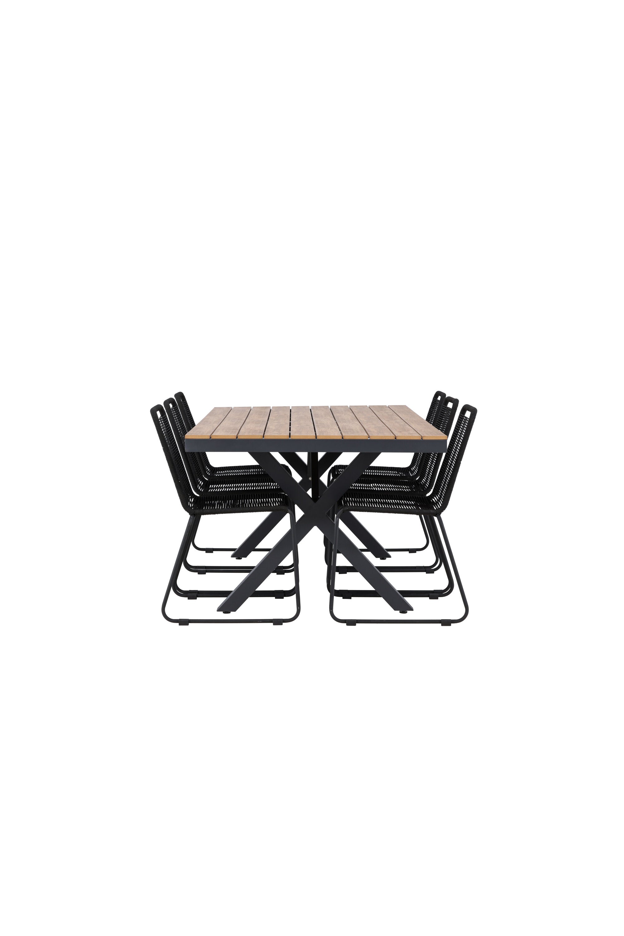 Garcia Gartentisch Set + Lindos Stacking in Schwarz Schwarz präsentiert im Onlineshop von KAQTU Design AG. Gartentischset ist von Venture Home