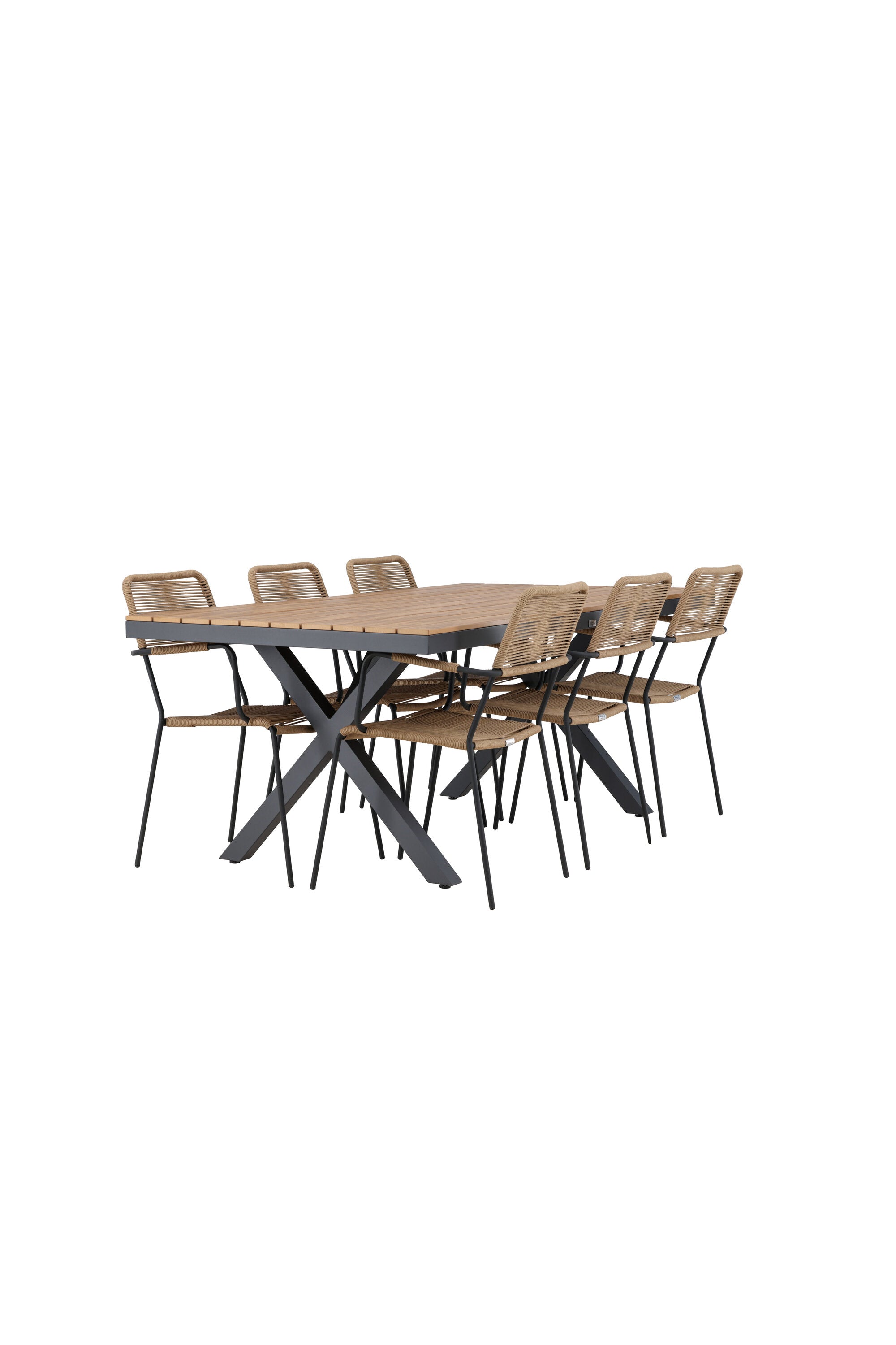 Garcia Gartentisch Set + Lindos Armchair in Schwarz/Schwarz/Braun präsentiert im Onlineshop von KAQTU Design AG. Gartentischset ist von Venture Home