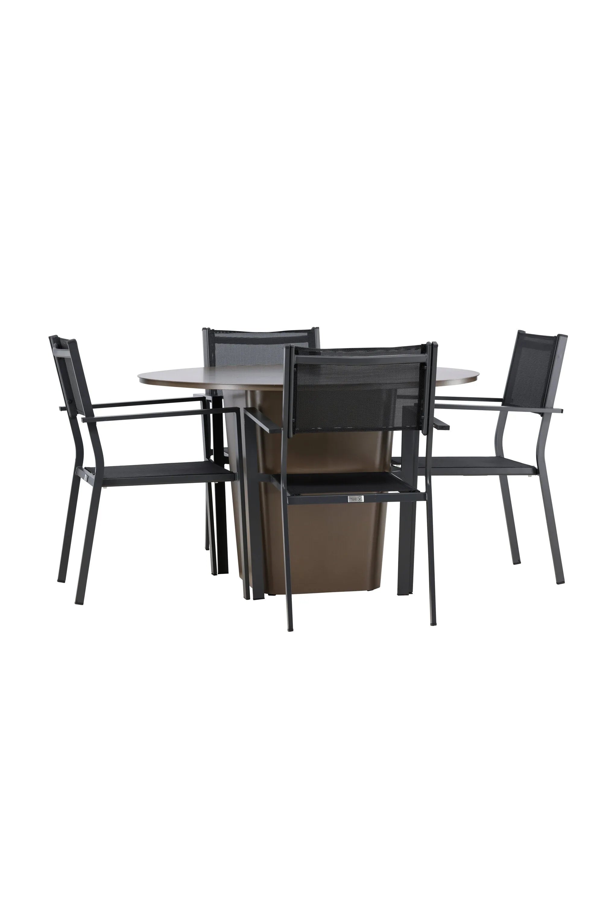 Santa Fe Esszimmer Set rund in Braun schwarz präsentiert im Onlineshop von KAQTU Design AG. Esszimmerset ist von Venture Home