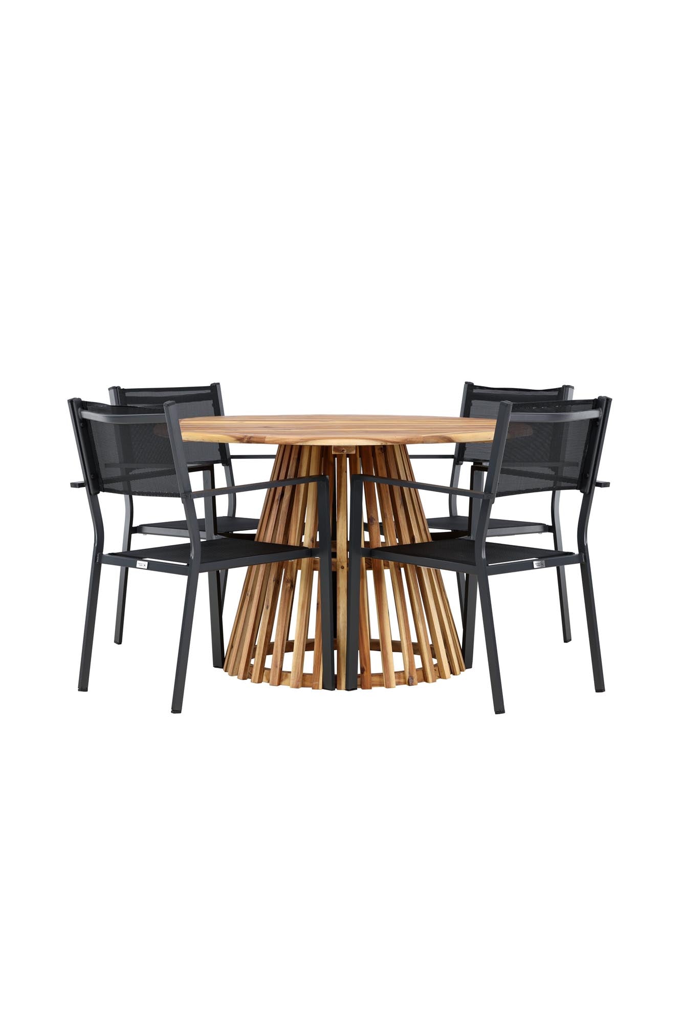 Lumpur Gartentisch Set rund + Copacabana in Natur/Schwarz präsentiert im Onlineshop von KAQTU Design AG. Gartentischset ist von Venture Home