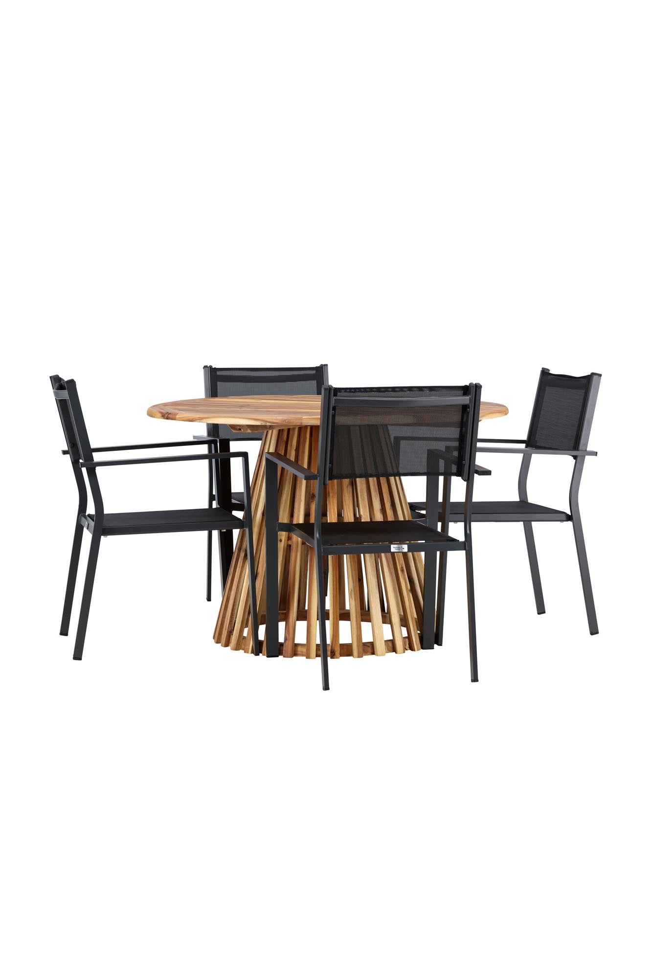 Lumpur Gartentisch Set rund + Copacabana in Natur/Schwarz präsentiert im Onlineshop von KAQTU Design AG. Gartentischset ist von Venture Home