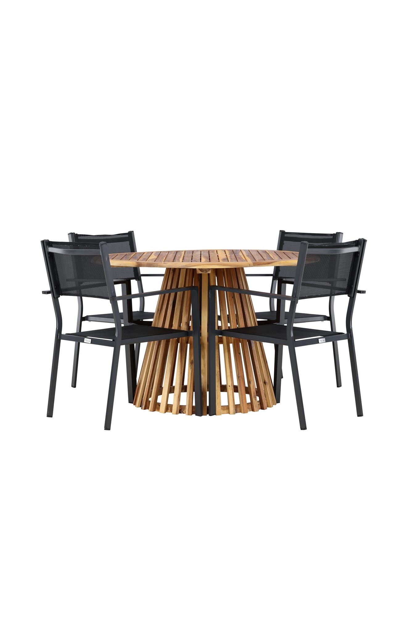 Lumpur Gartentisch Set rund + Copacabana in Natur/Schwarz präsentiert im Onlineshop von KAQTU Design AG. Gartentischset ist von Venture Home