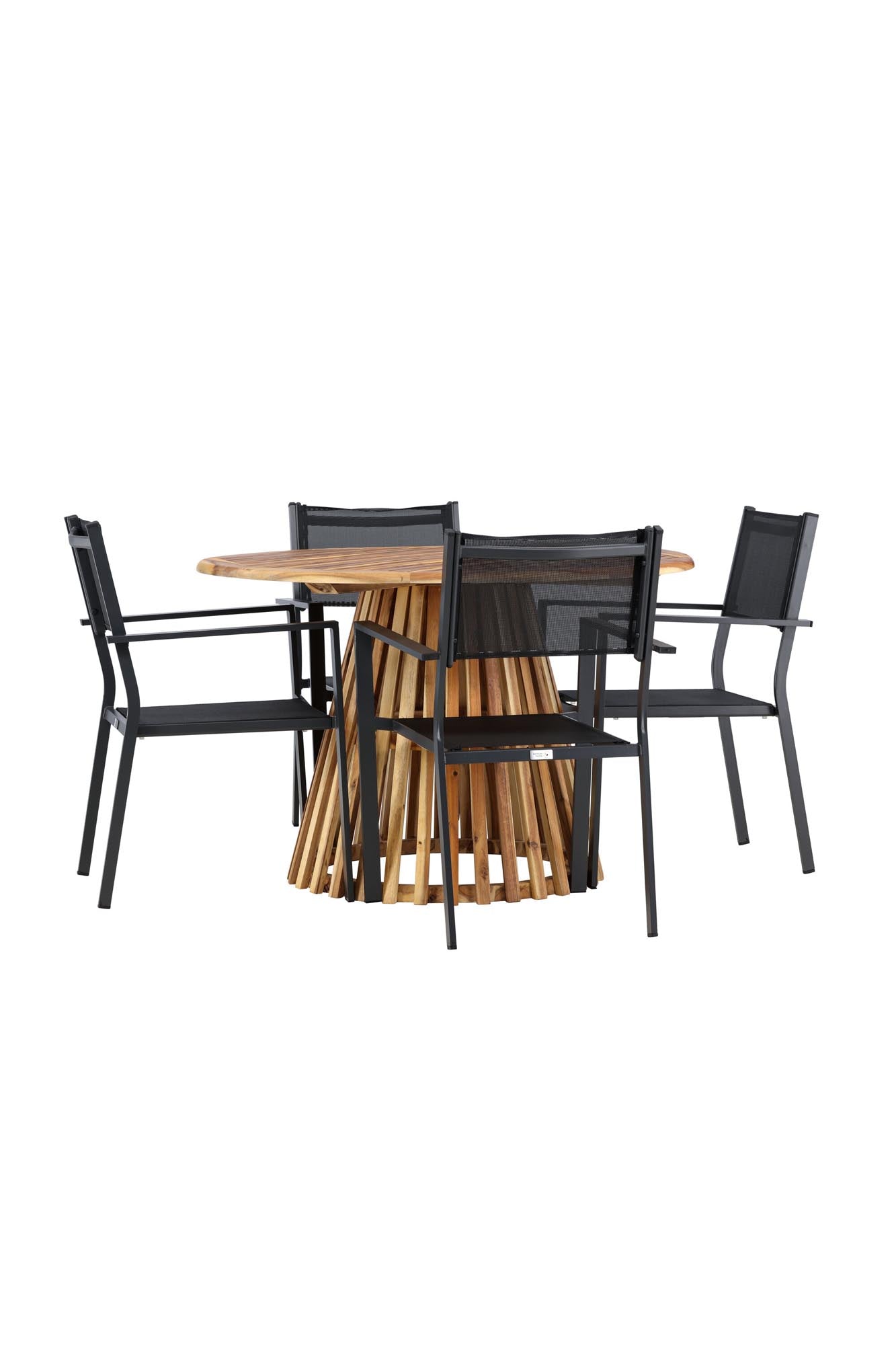 Lumpur Gartentisch Set rund + Copacabana in Natur/Schwarz präsentiert im Onlineshop von KAQTU Design AG. Gartentischset ist von Venture Home