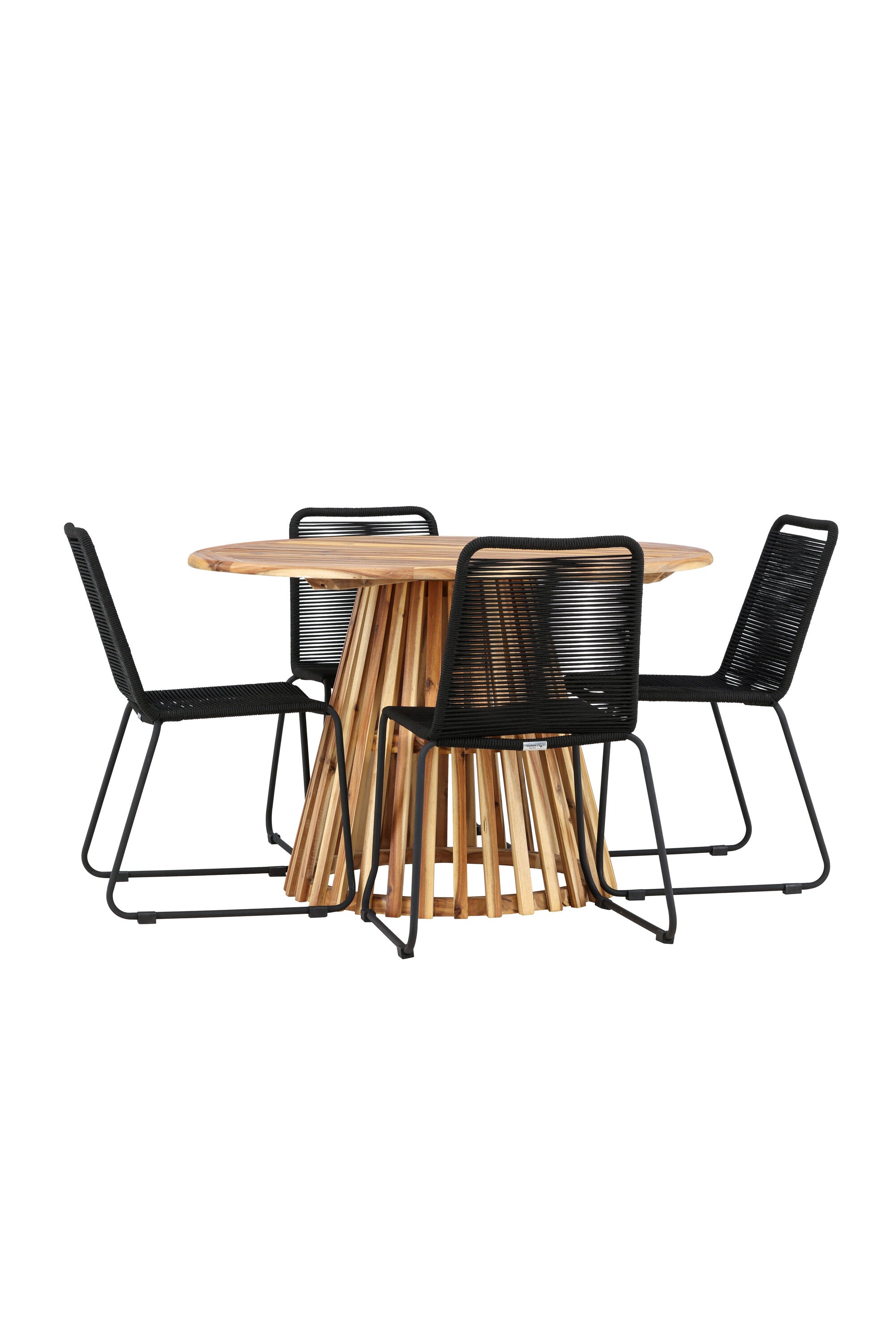 Lumpur Gartentisch Set rund + Lindos in Natur/Schwarz präsentiert im Onlineshop von KAQTU Design AG. Gartentischset ist von Venture Home