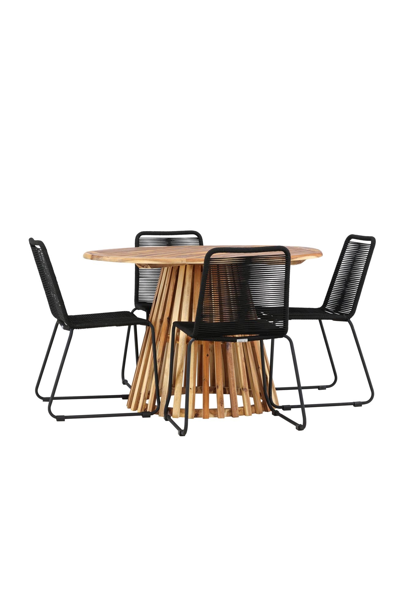 Lumpur Gartentisch Set rund + Lindos in Natur/Schwarz präsentiert im Onlineshop von KAQTU Design AG. Gartentischset ist von Venture Home